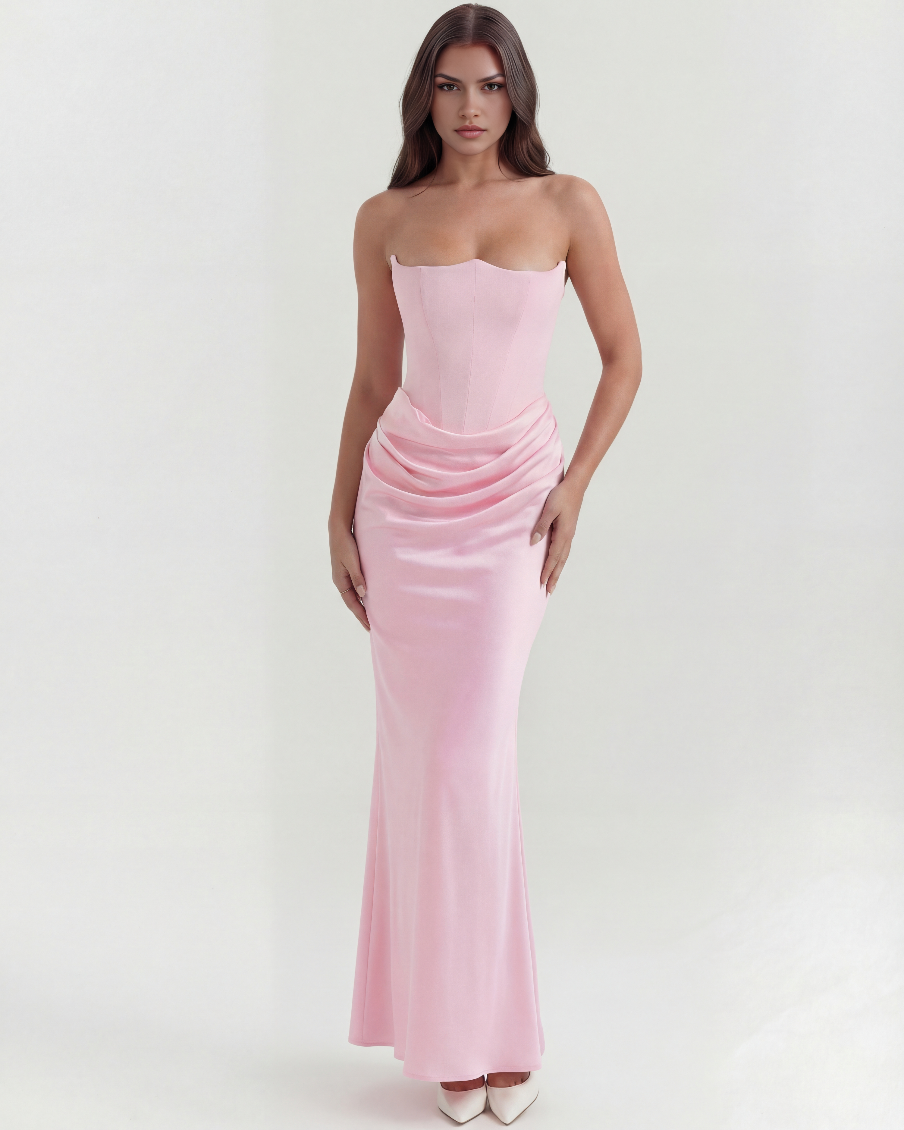 Stretch Crepe Dress | Boned Corset, Sculpted Shaping, Romantic Occasions ICYBOO