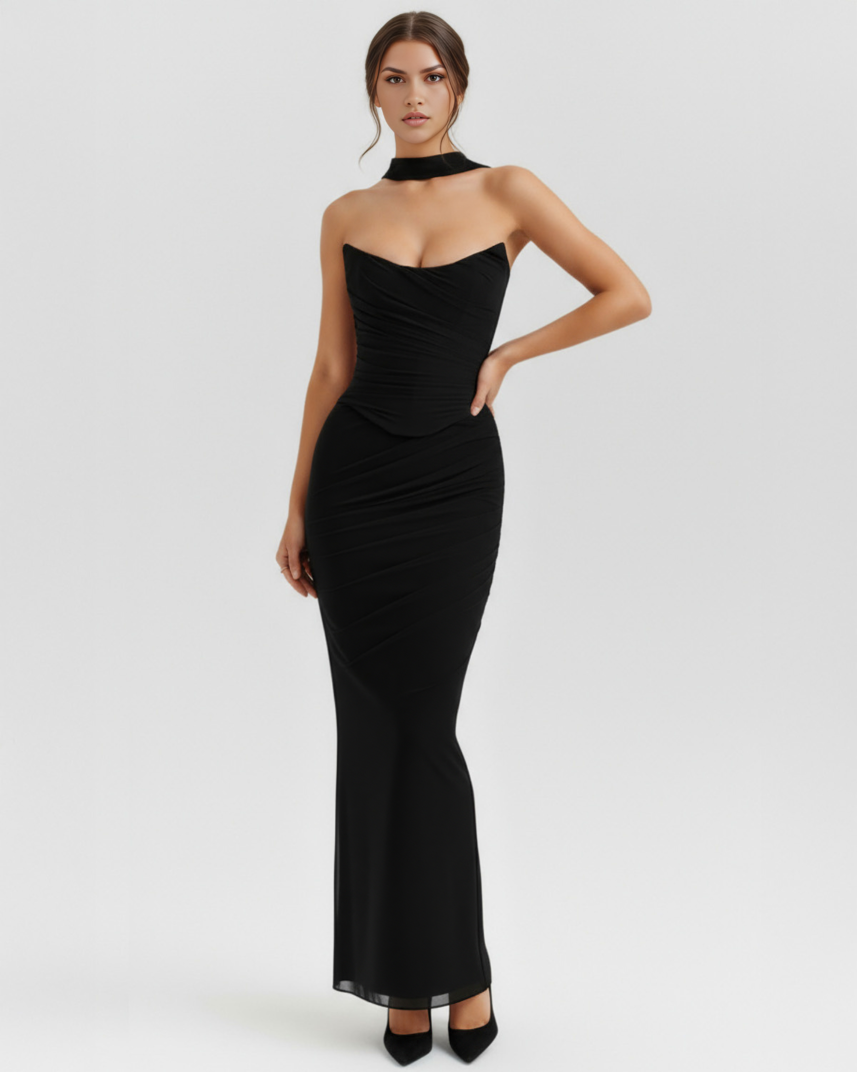 Mesh Maxi Dress Set | Corset & Skirt with Scarf, Romantic Events & Occasions ICYBOO