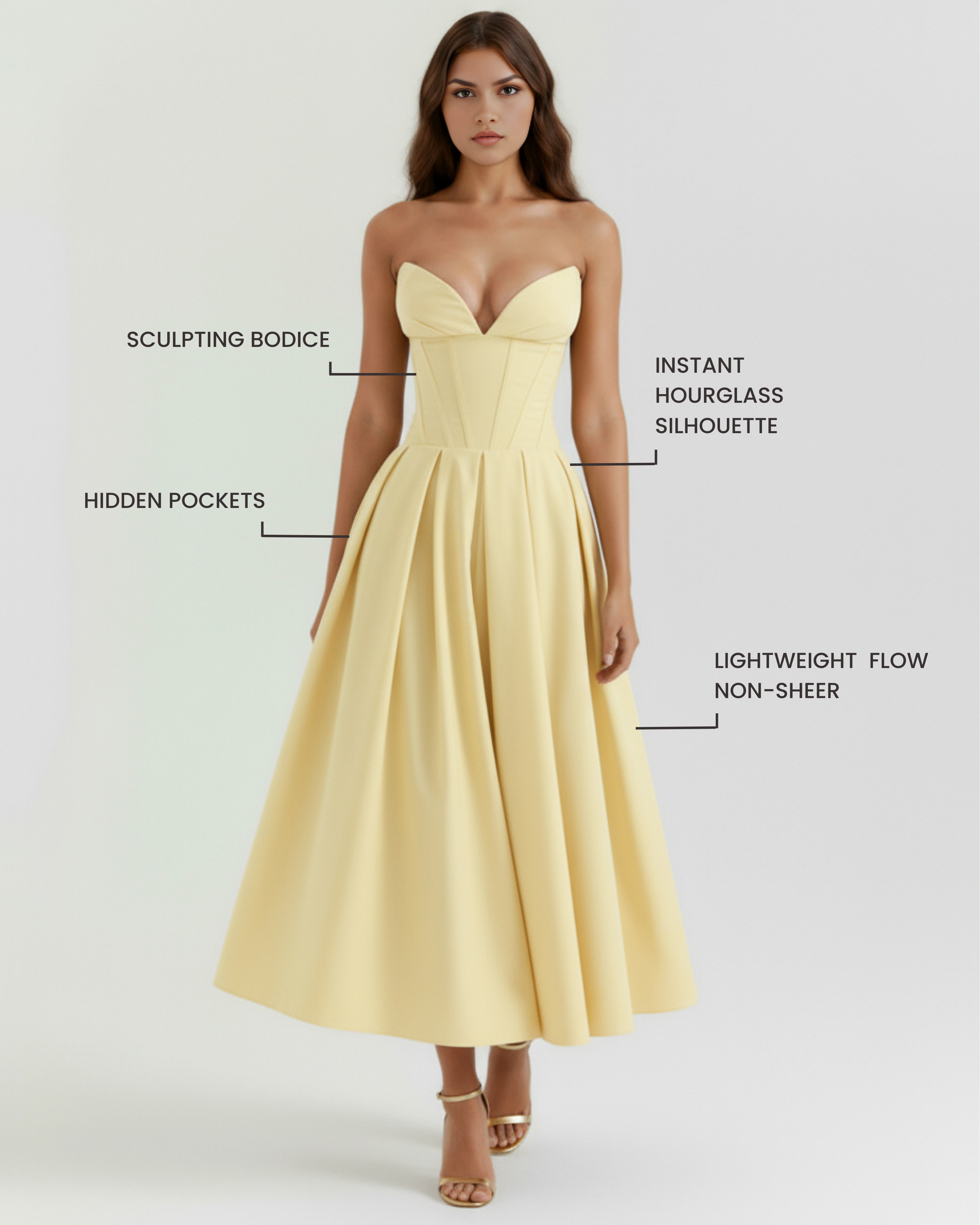 Dress | Feminine Sculpted Bodice, Voluminous Skirt, Special Occasions ICYBOO