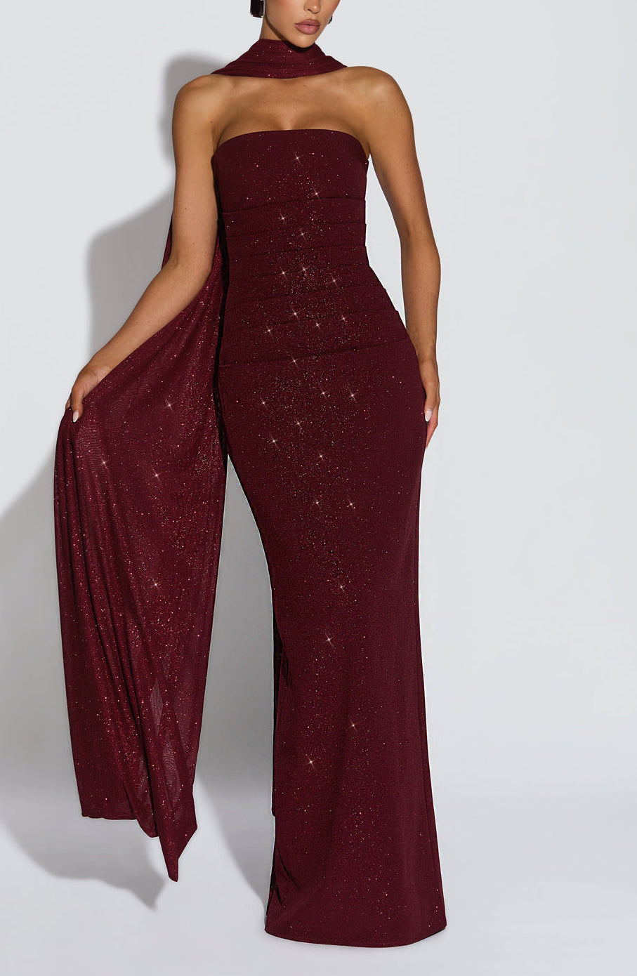 Pandora Maxi Dress in Wine ICYBOO