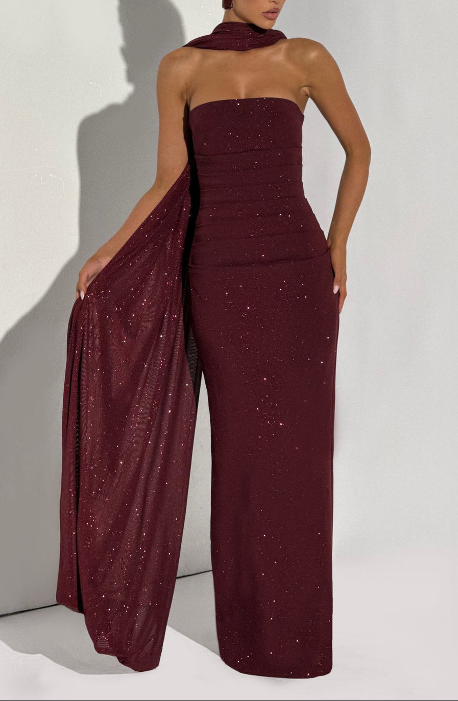 Pandora Maxi Dress in Wine ICYBOO