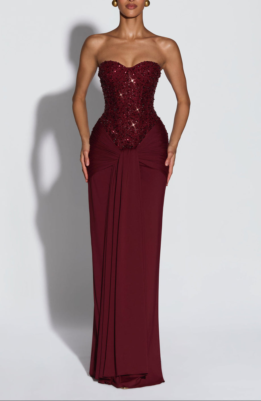 Velvet Flame Strapless Gown ICYBOO