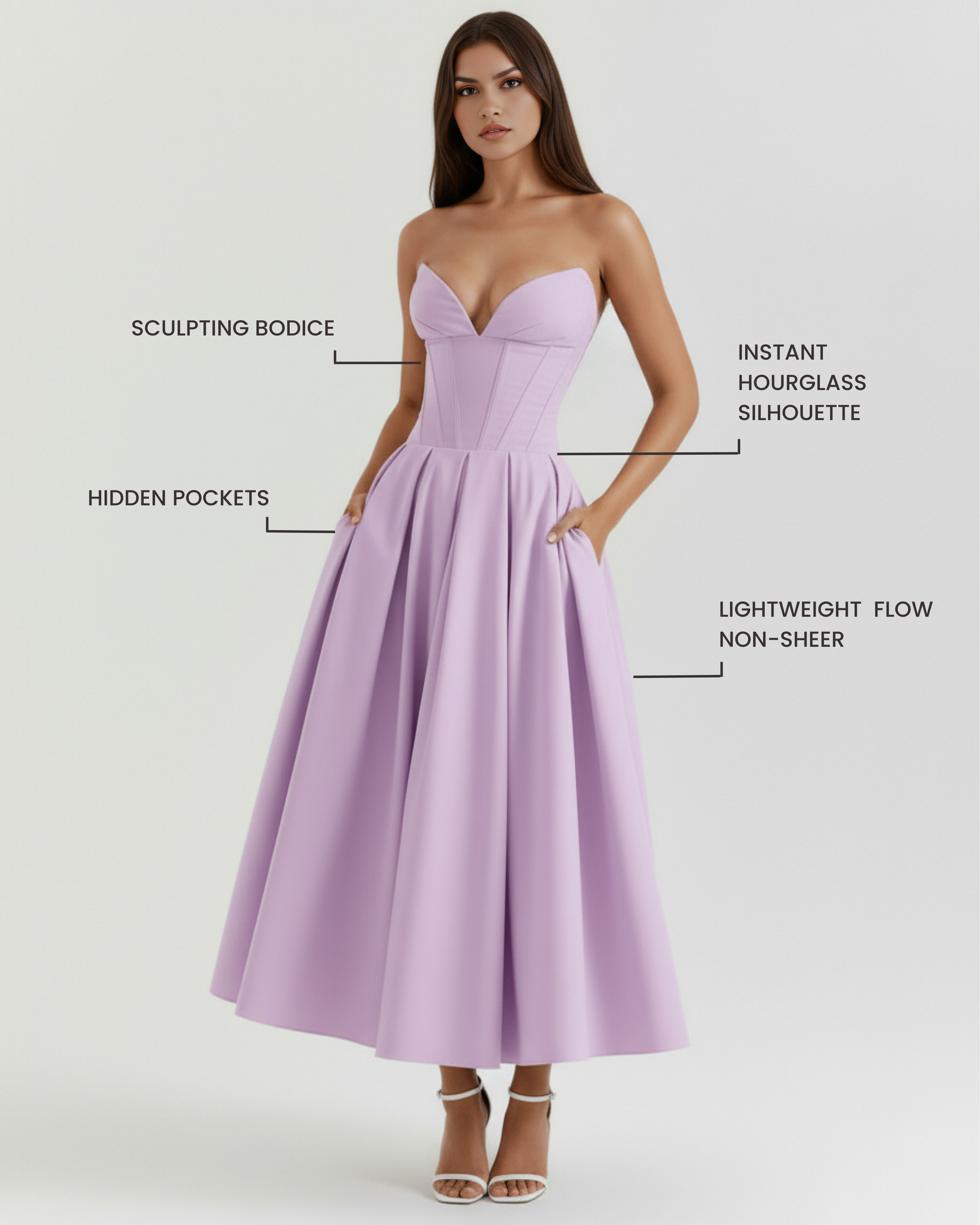 Dress | Feminine Chic Sculpted Bodice, Breathable Fabric, Special Occasions ICYBOO