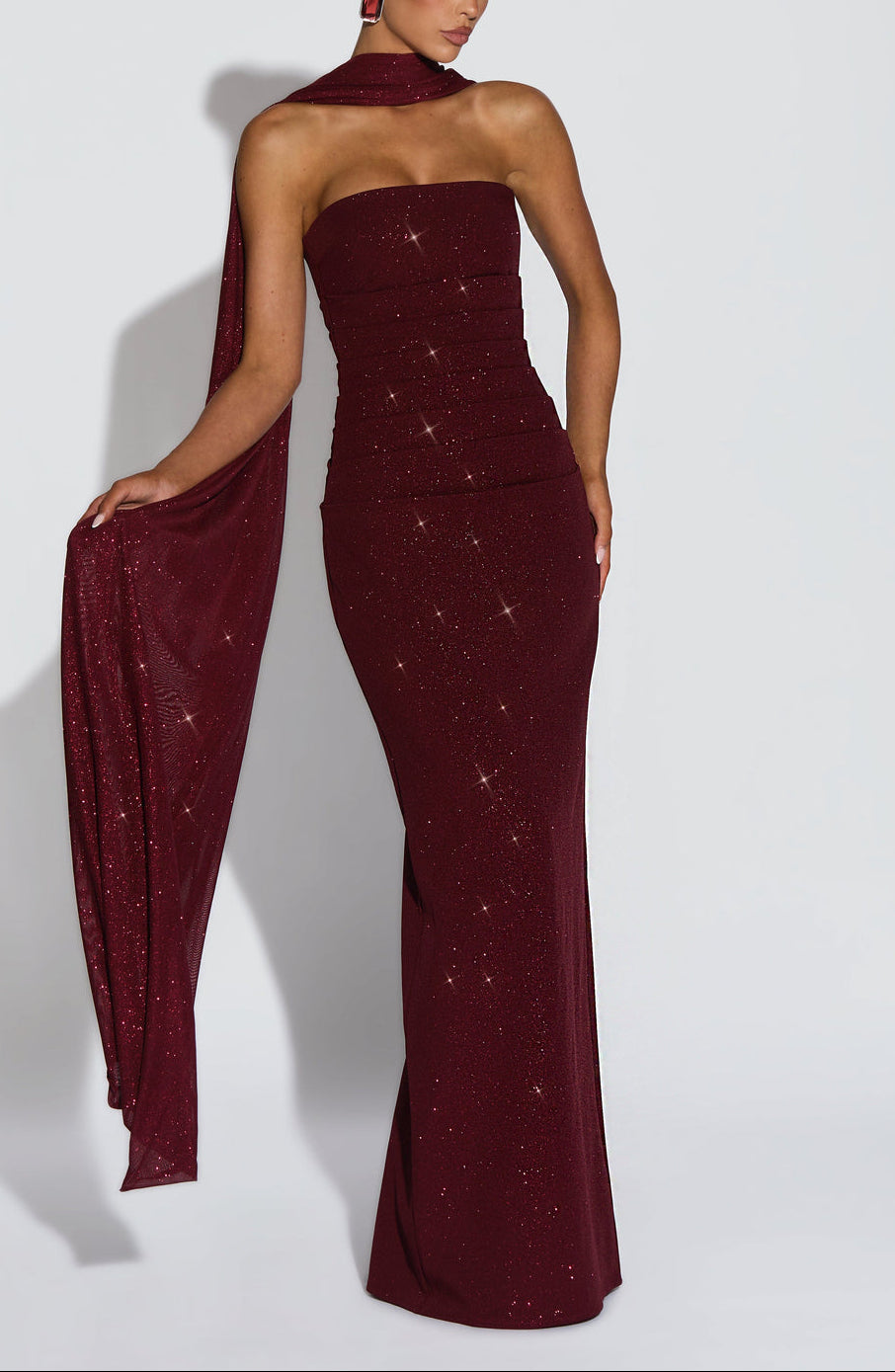 Pandora Maxi Dress in Wine ICYBOO