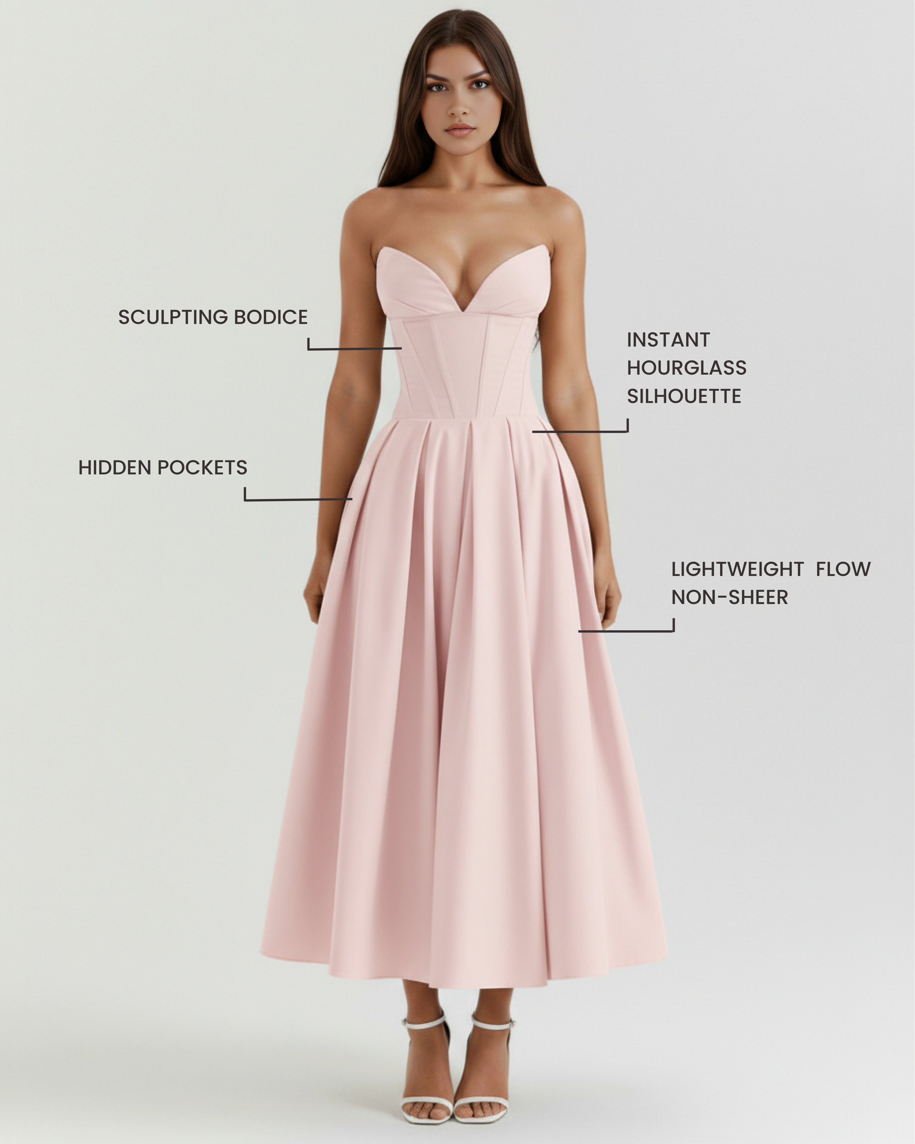Dress | Feminine Chic Sculpted Bodice, Voluminous Skirt, Special Occasions ICYBOO