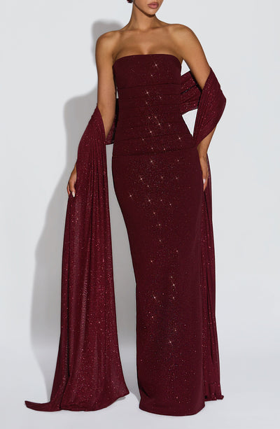 Pandora Maxi Dress in Wine ICYBOO