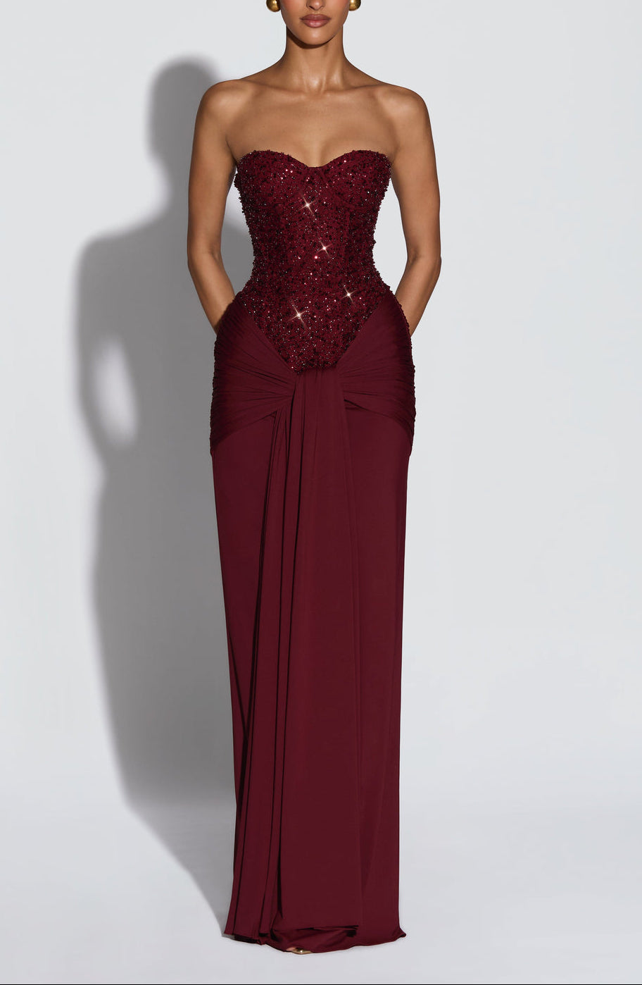Velvet Flame Strapless Gown ICYBOO