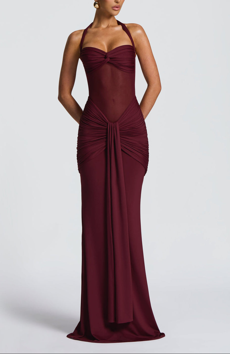 Carla Meshplay Maxi Dress - Cherry Lacquer ICYBOO