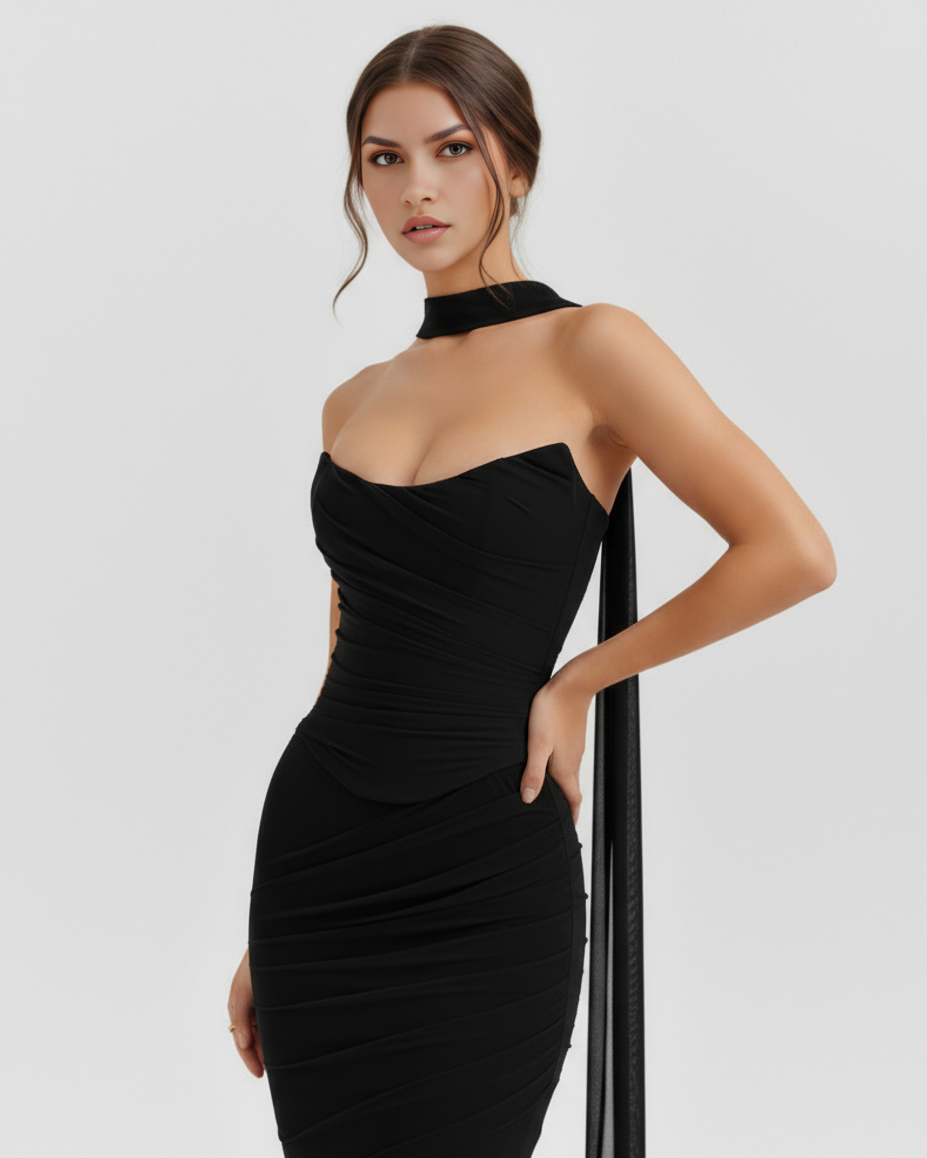 Mesh Maxi Dress Set | Corset & Skirt with Scarf, Romantic Events & Occasions ICYBOO