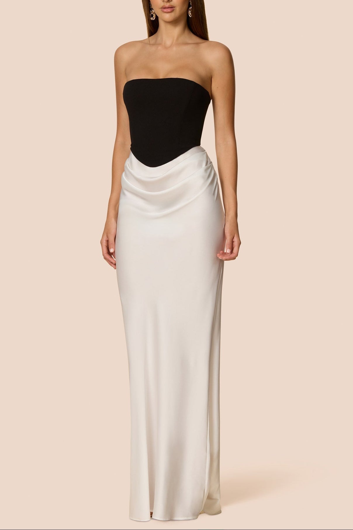 Mary Angela Maxi Gown in Black&White ICYBOO
