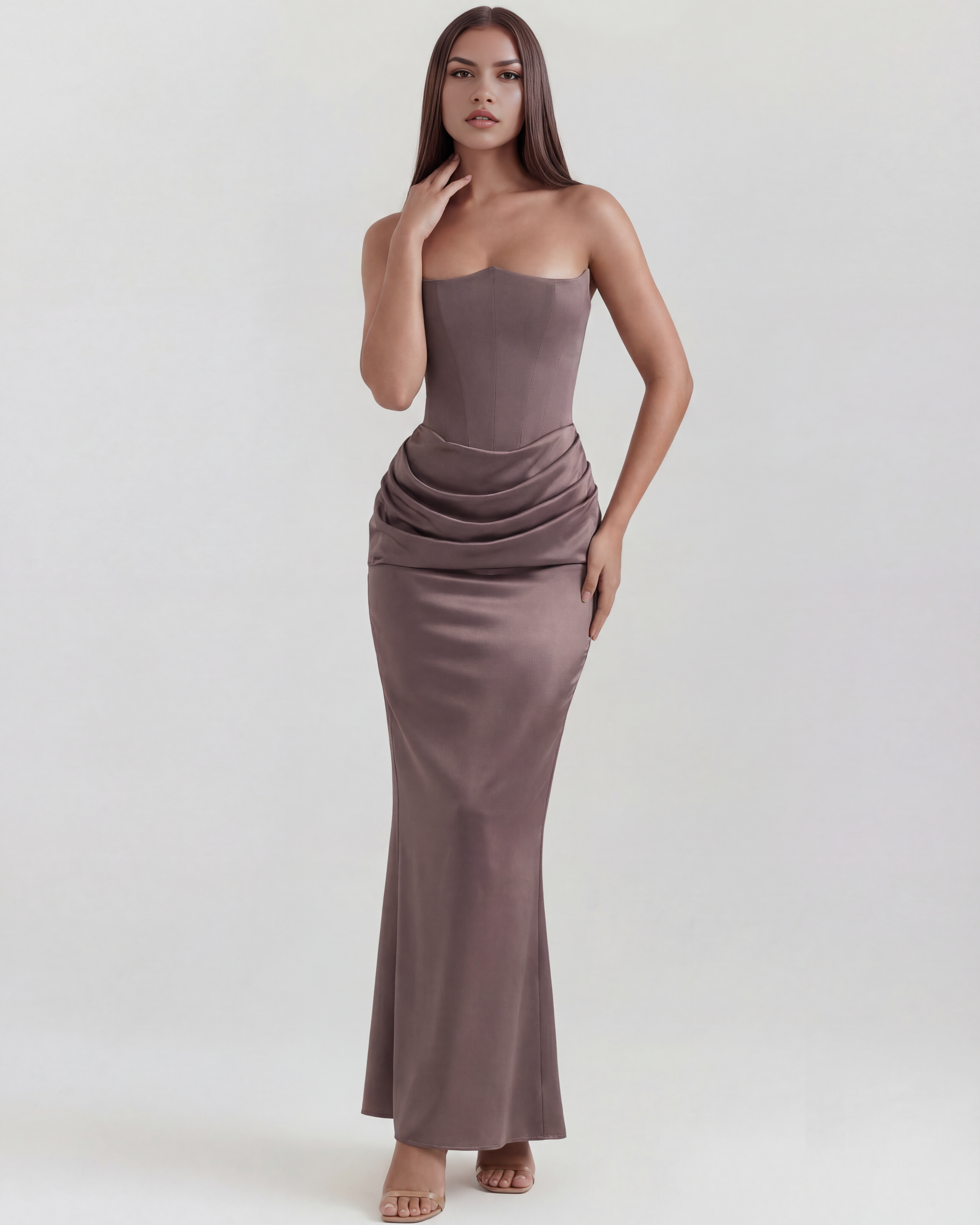 Corset Dress | Almond Muse Style, Stretch Crepe Boned Bodice, Glamorous Events ICYBOO