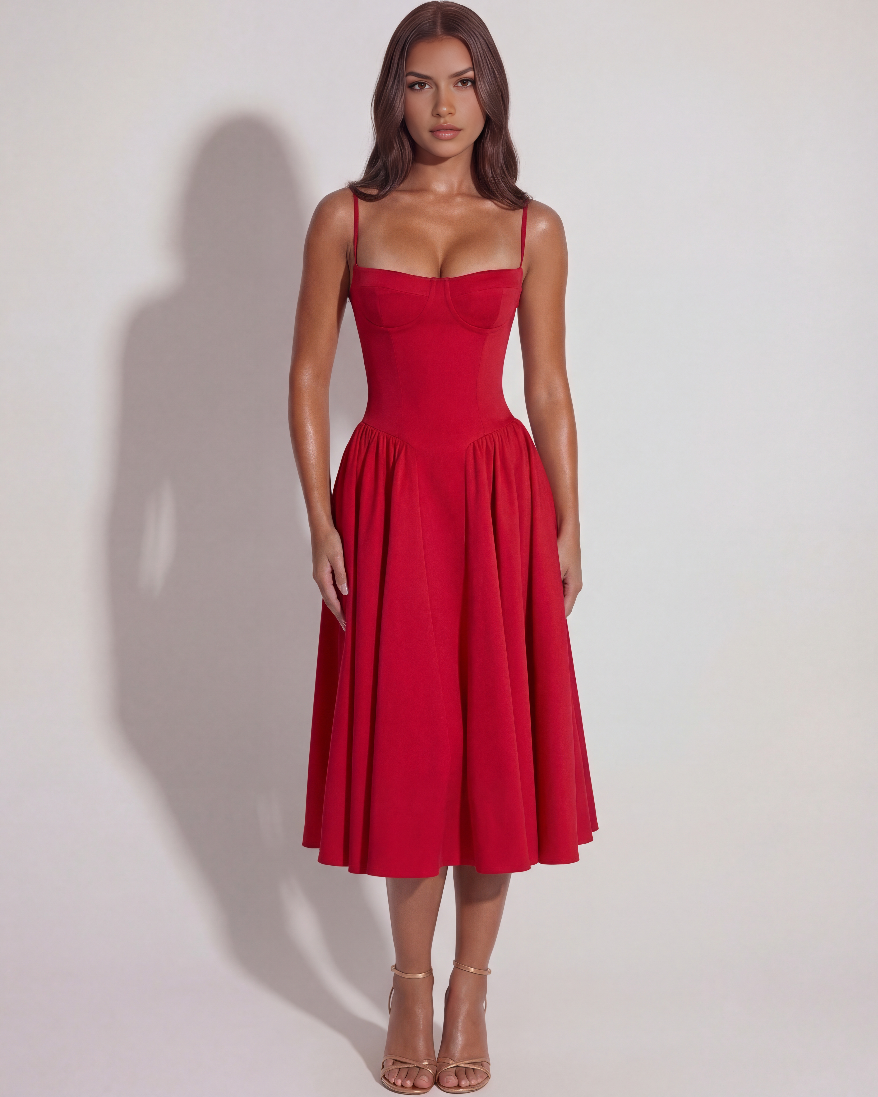 Midi Dress | Sweetheart Neckline, Boned Bodice, Summer Events ICYBOO
