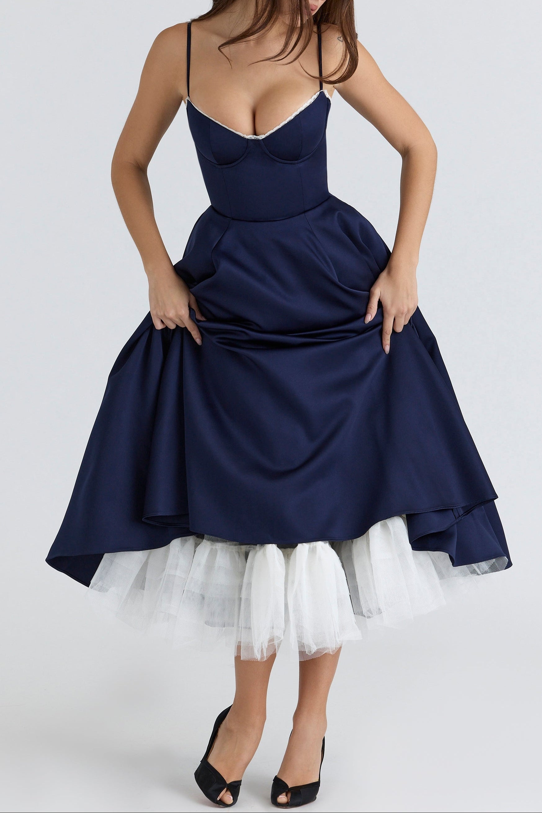 Molly Midi Dress in Navyblue ICYBOO