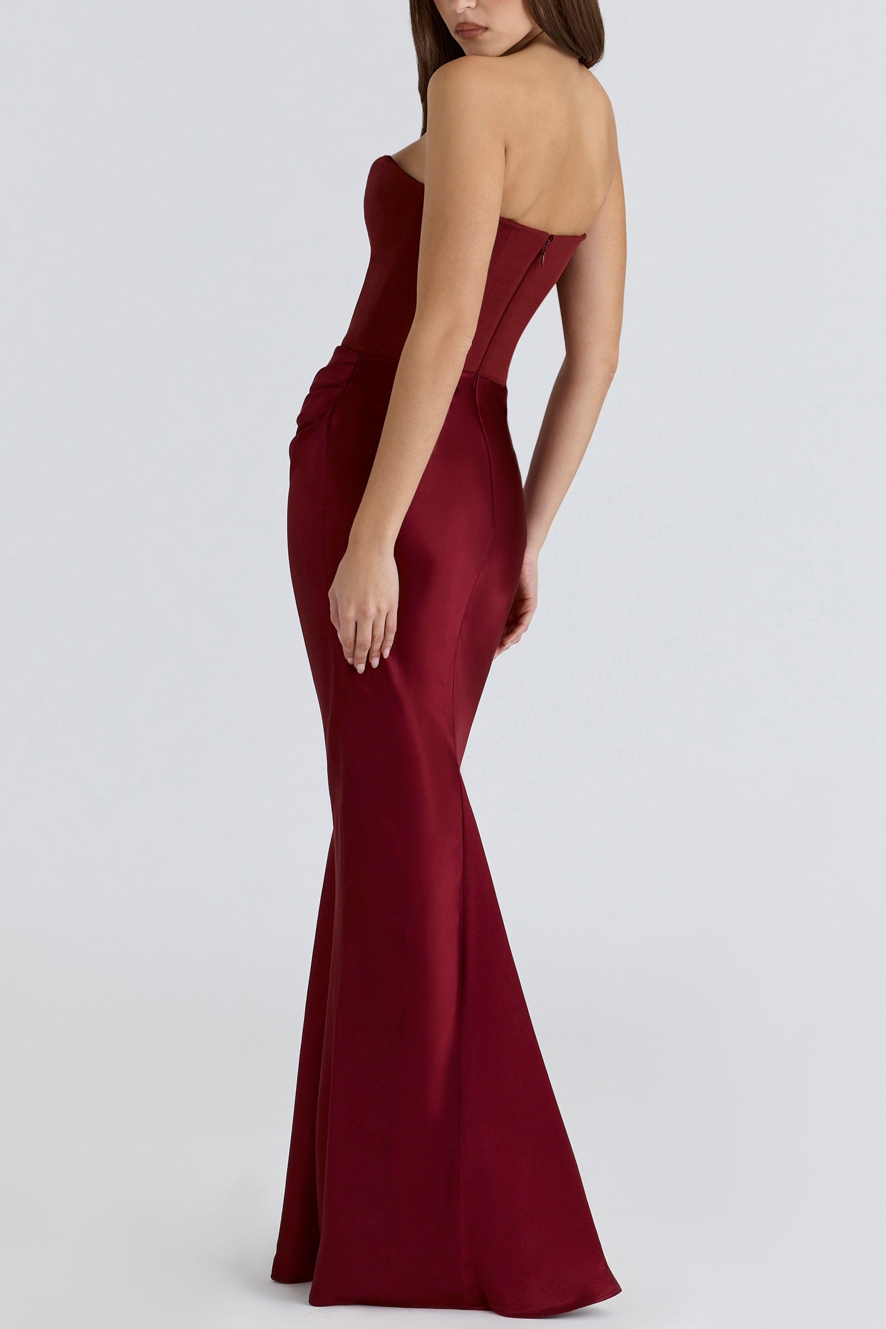 Midnight Siren Corset maxi Dress in Maroon ICYBOO