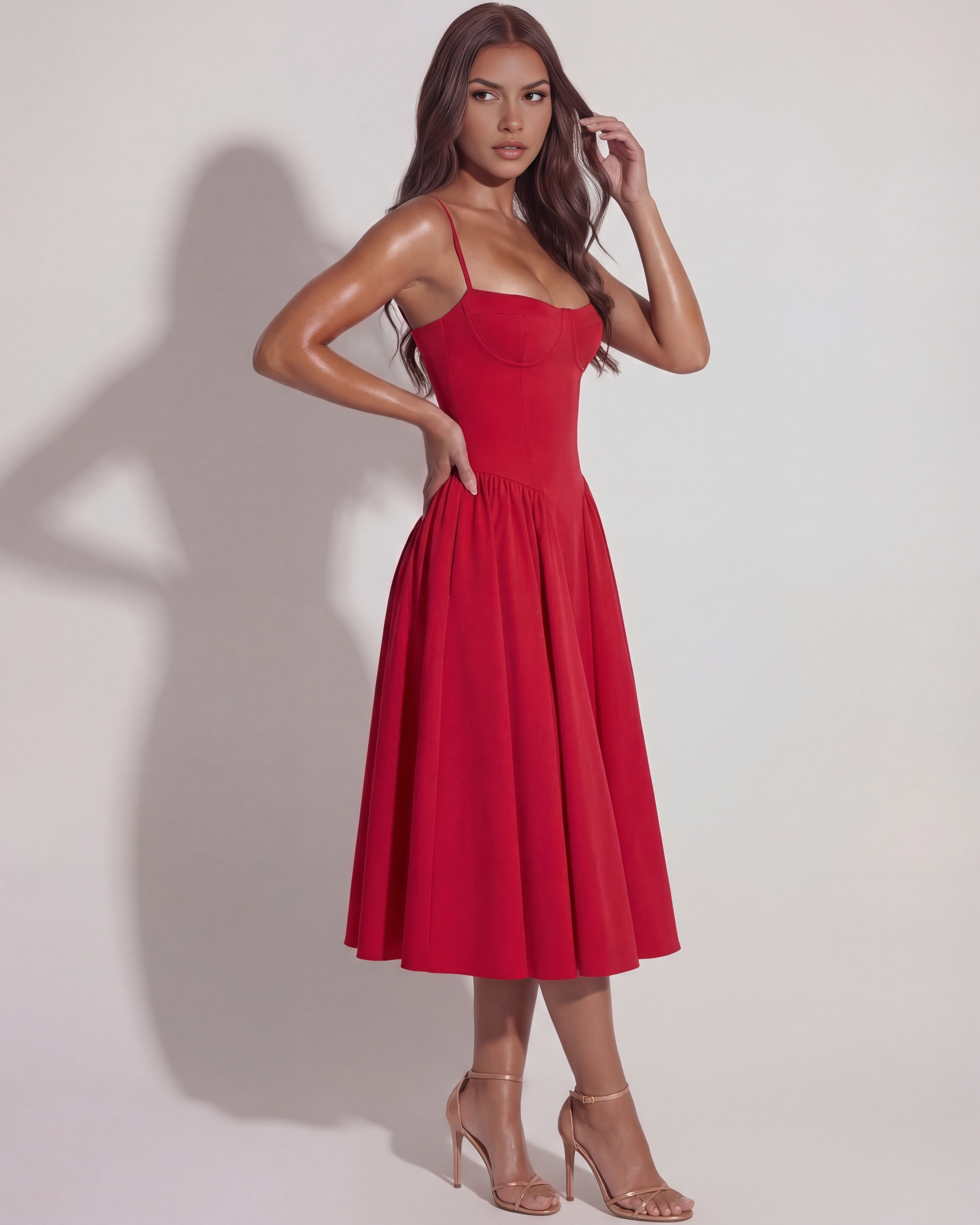 Midi Dress | Sweetheart Neckline, Boned Bodice, Summer Events ICYBOO