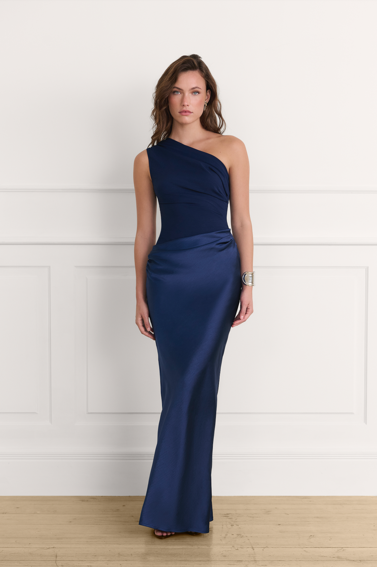 Asya Midnight Blue Satin Maxi Dress ICYBOO