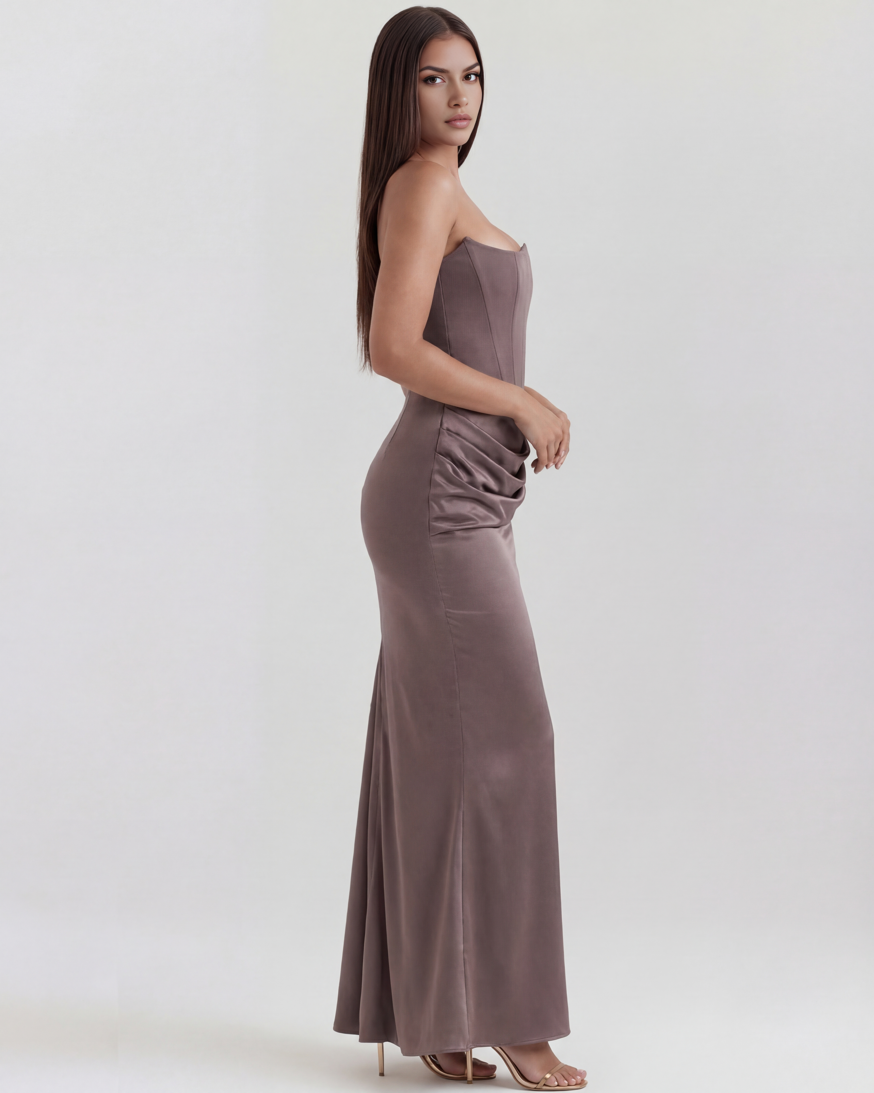 Corset Dress | Almond Muse Style, Stretch Crepe Boned Bodice, Glamorous Events ICYBOO