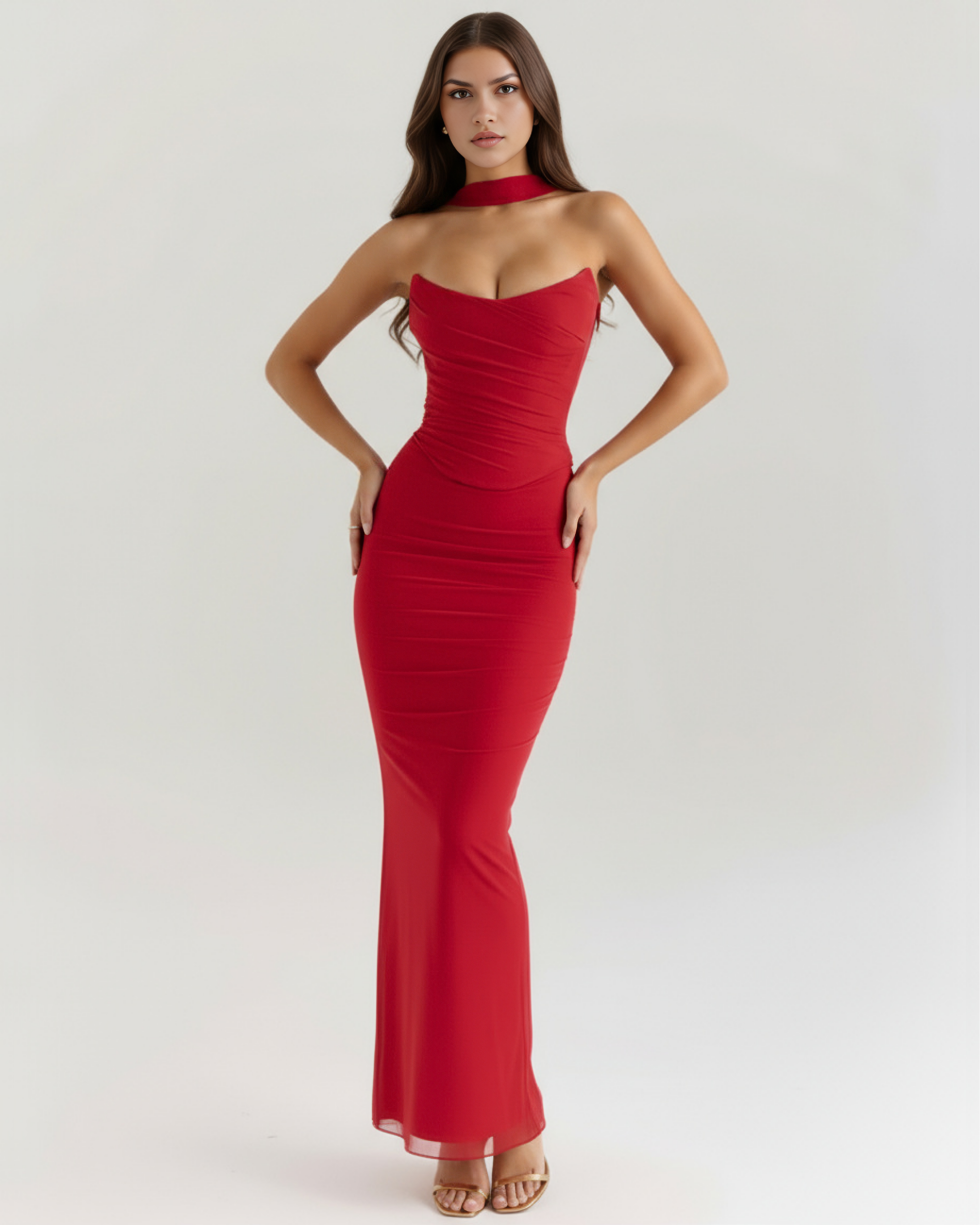 Mesh Maxi Dress Set | Corset, Skirt & Scarf, Perfect for Special Occasions ICYBOO