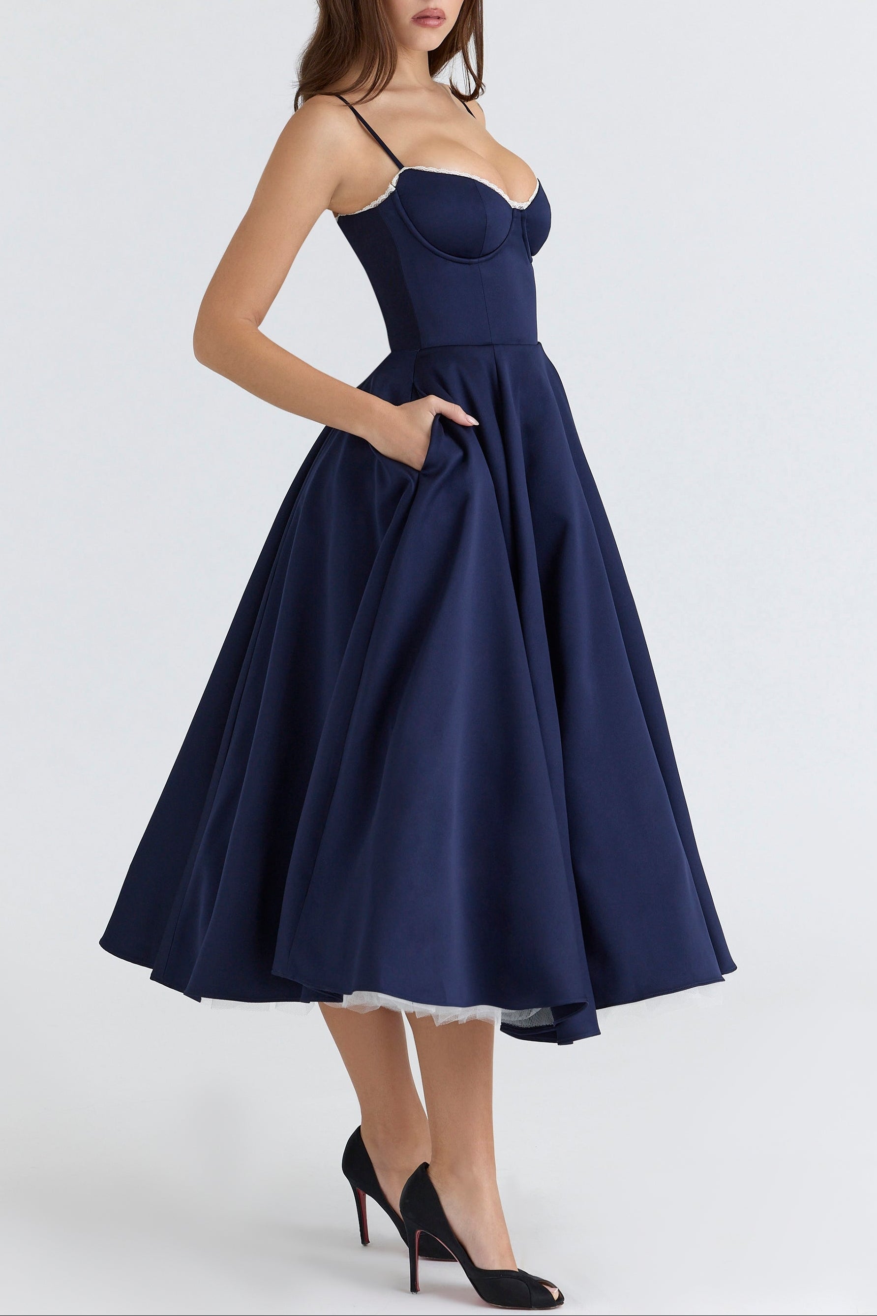 Molly Midi Dress in Navyblue ICYBOO
