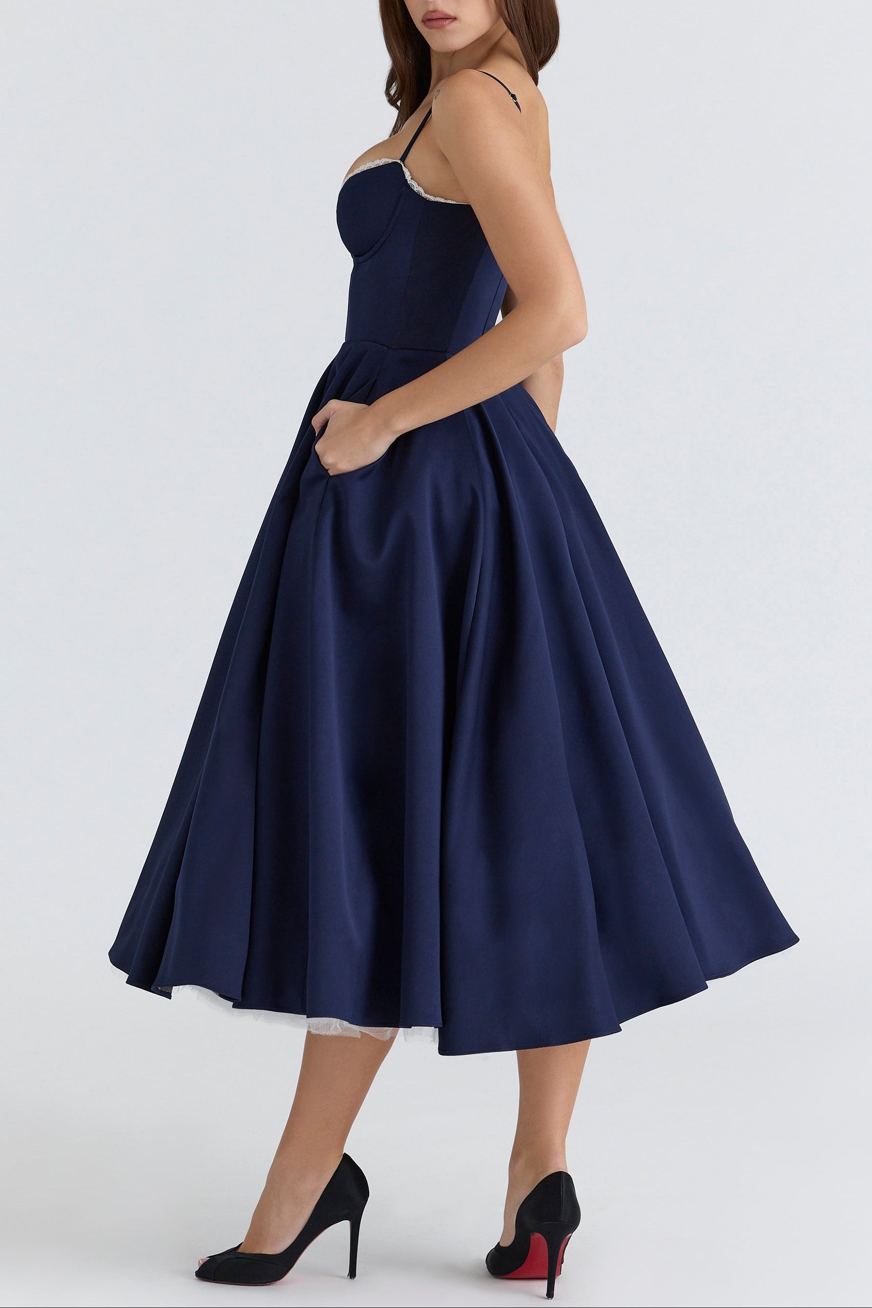 Molly Midi Dress in Navyblue ICYBOO