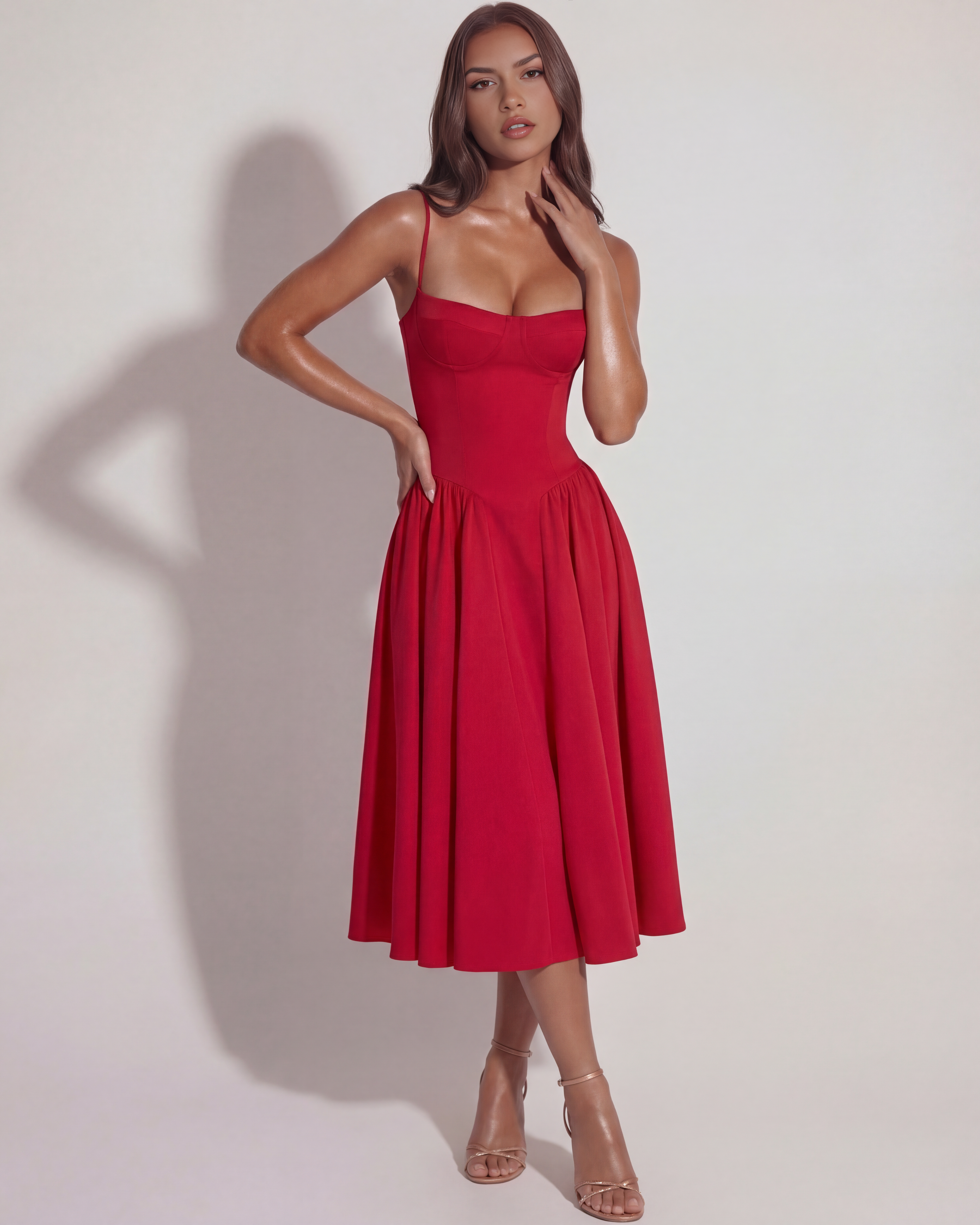 Midi Dress | Sweetheart Neckline, Boned Bodice, Summer Events ICYBOO