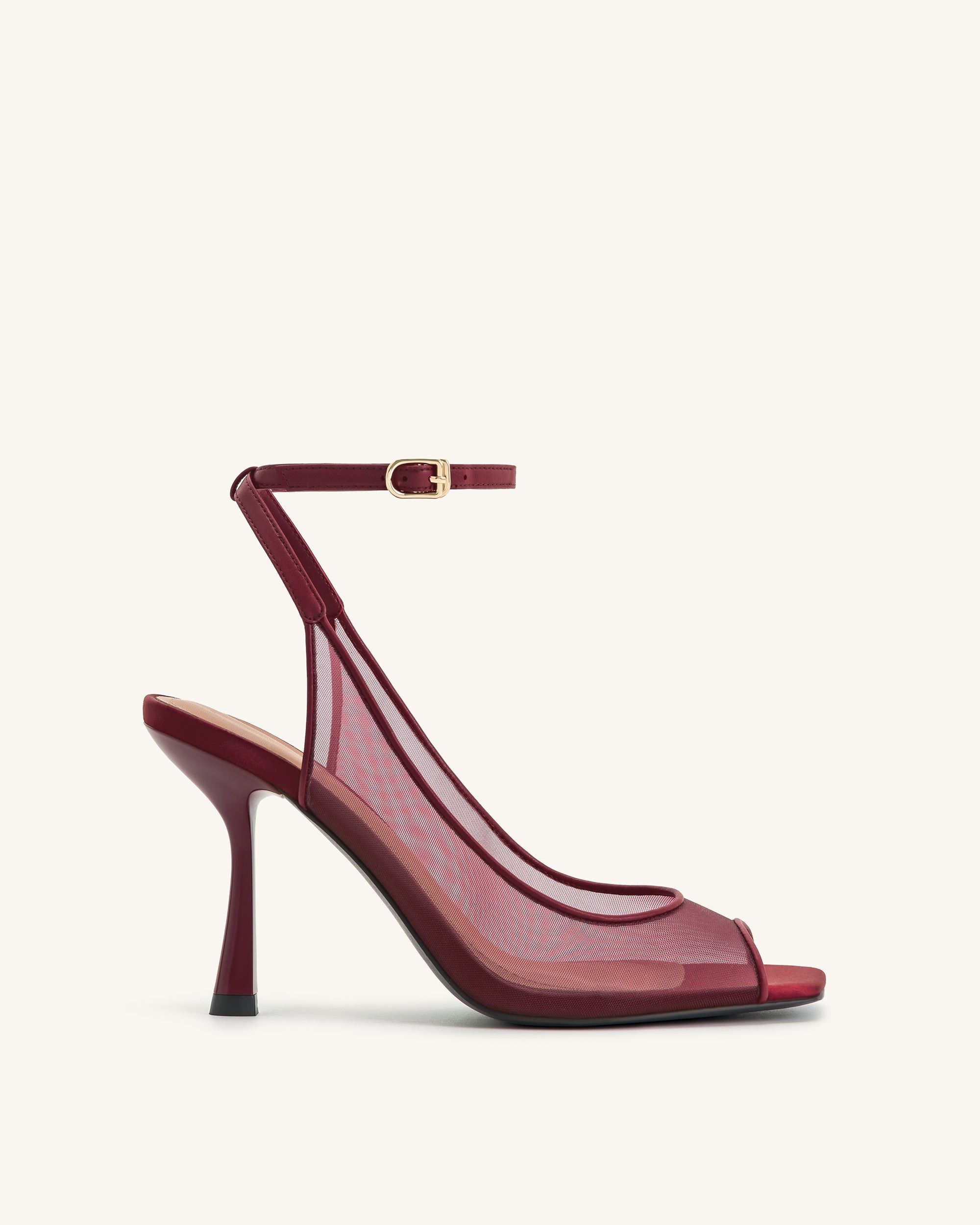Serenity Mesh Satin Midi Summer Sandals - Burgundy - ICYBOO