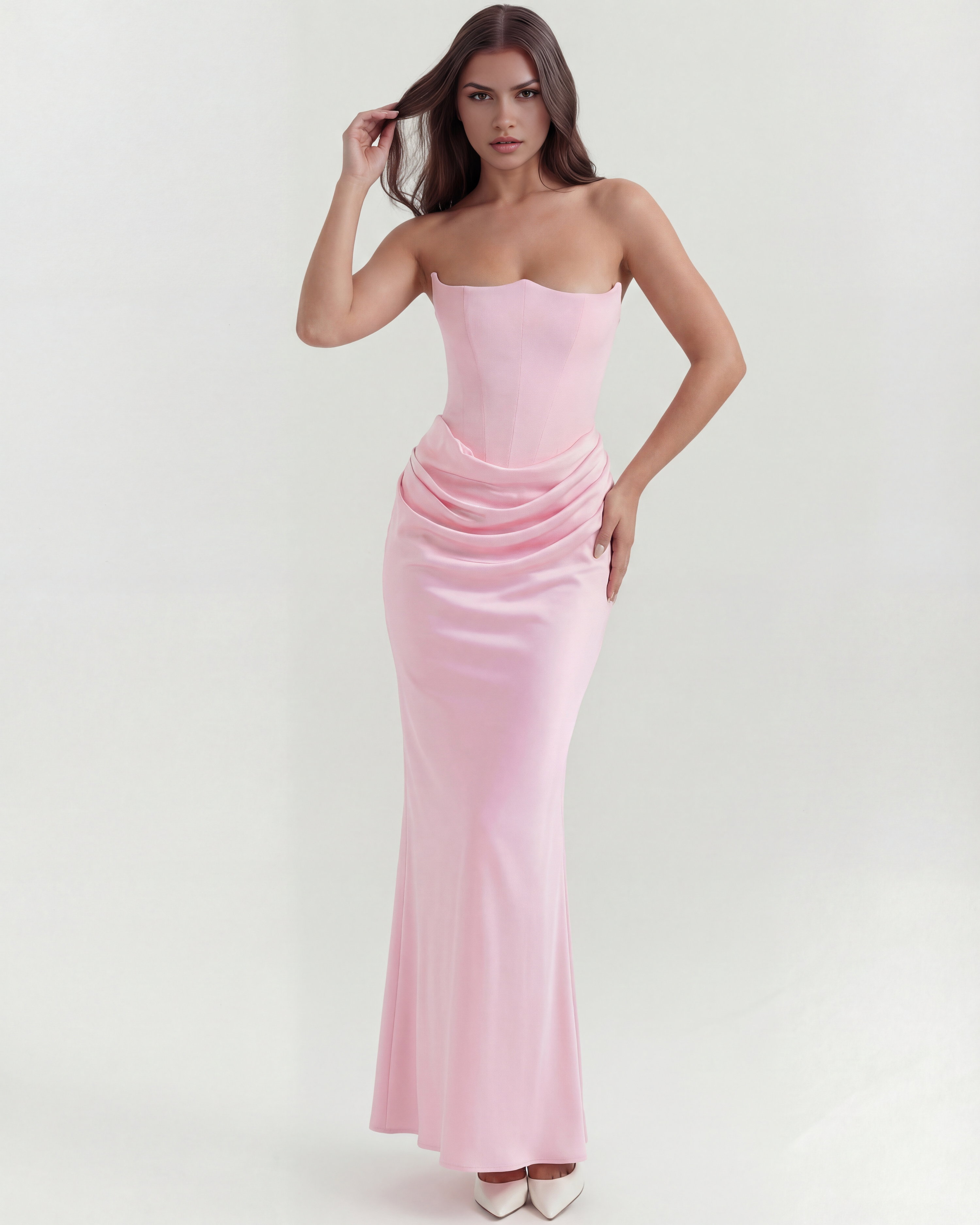 Stretch Crepe Dress | Boned Corset, Sculpted Shaping, Romantic Occasions ICYBOO