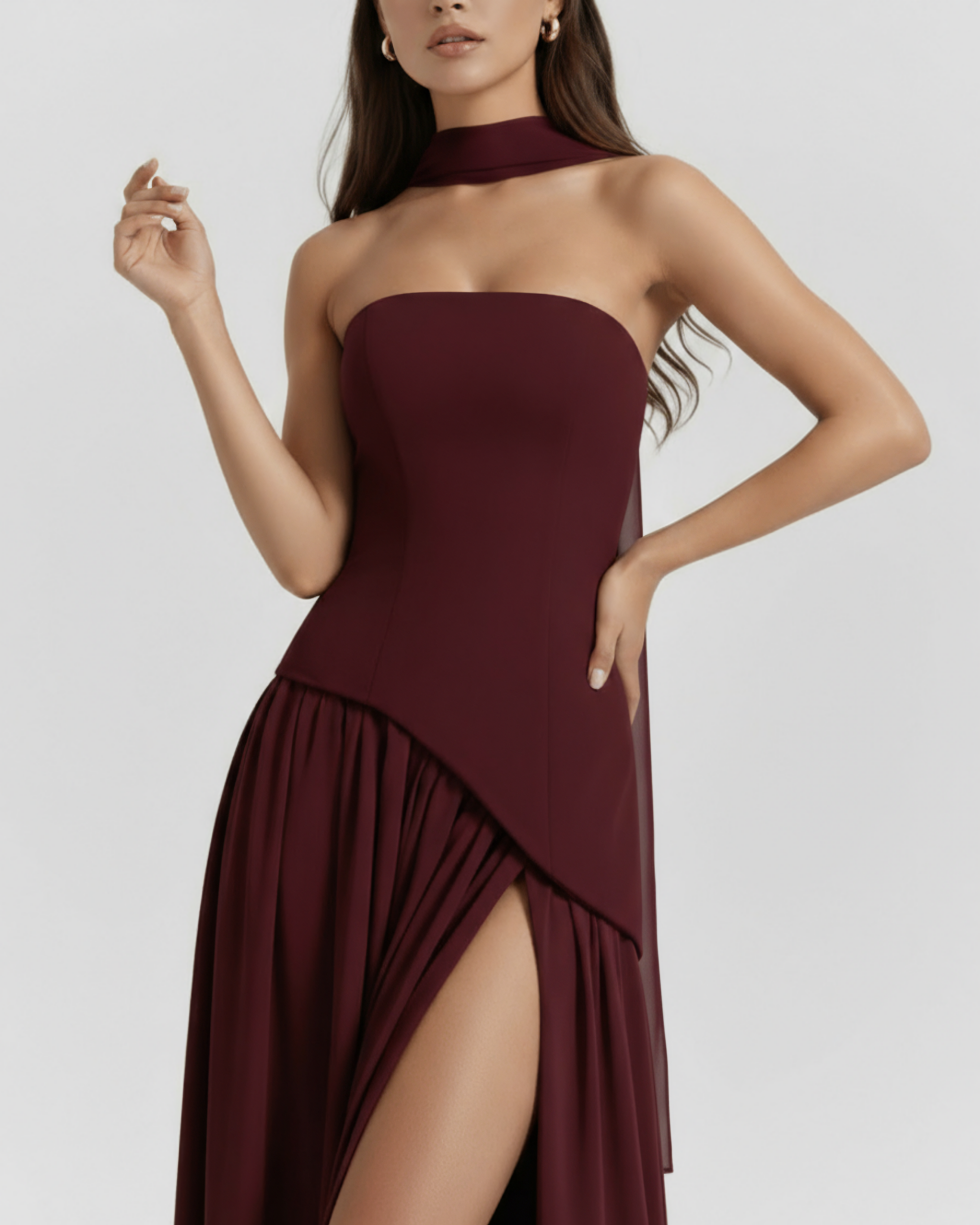 Maxi Dress | Serena Crepe, Lace-Up Back, Formal Events ICYBOO