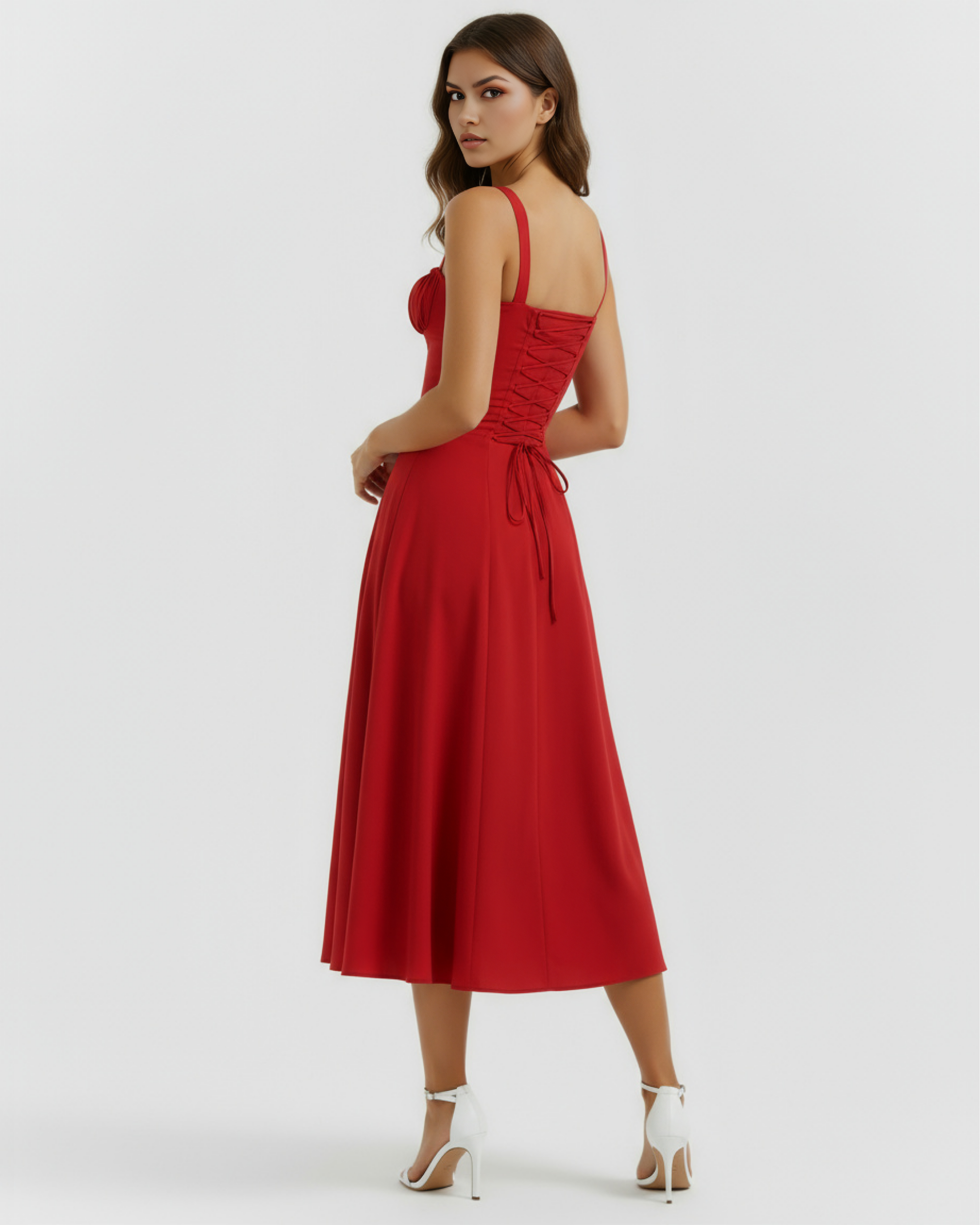 Dress | Corseted Buttercup Stretch Cotton, Lace Up Back, Garden Parties ICYBOO