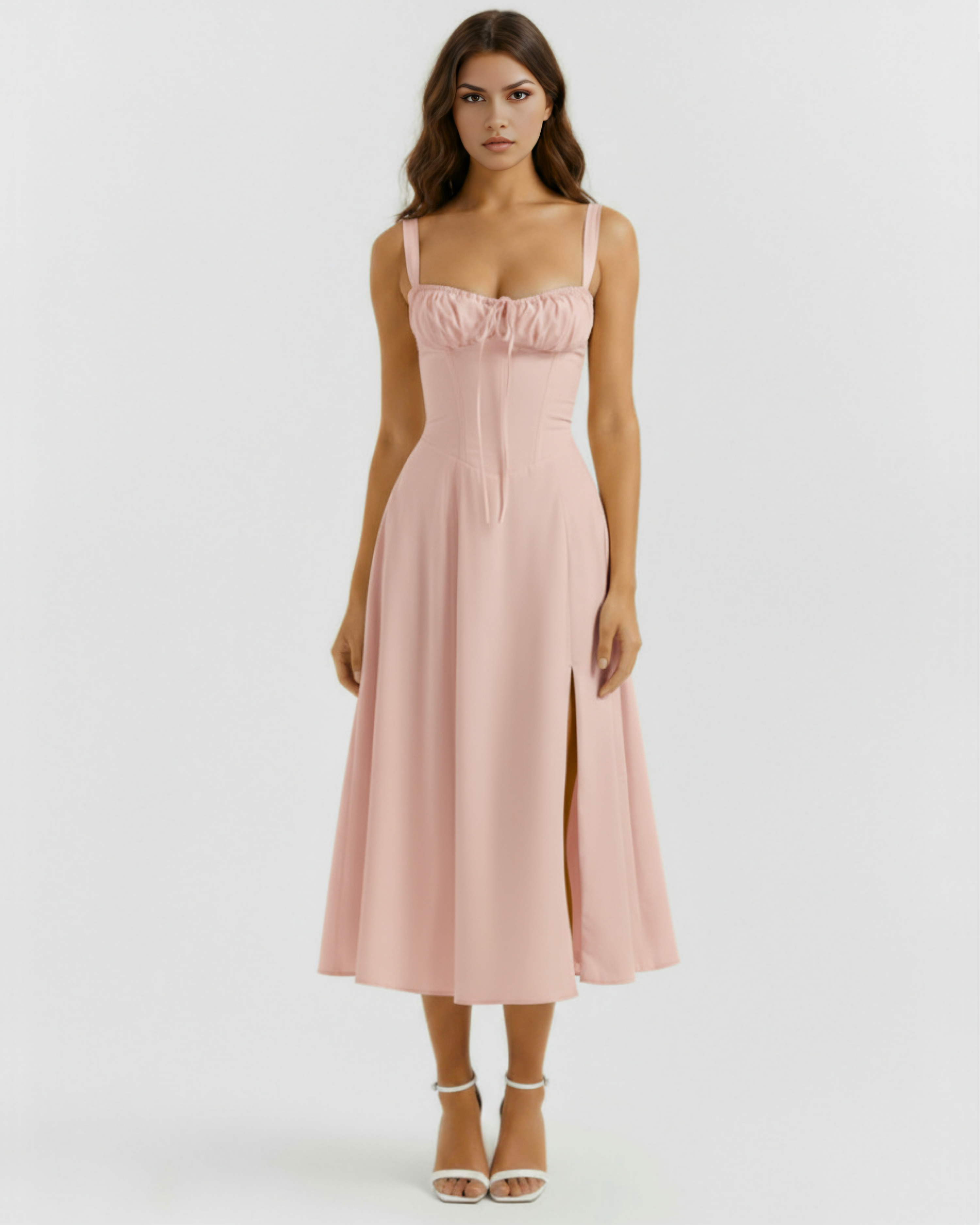 Dress | Rosé Stretch Cotton, Corseted Bodice, Garden Parties & Dates ICYBOO