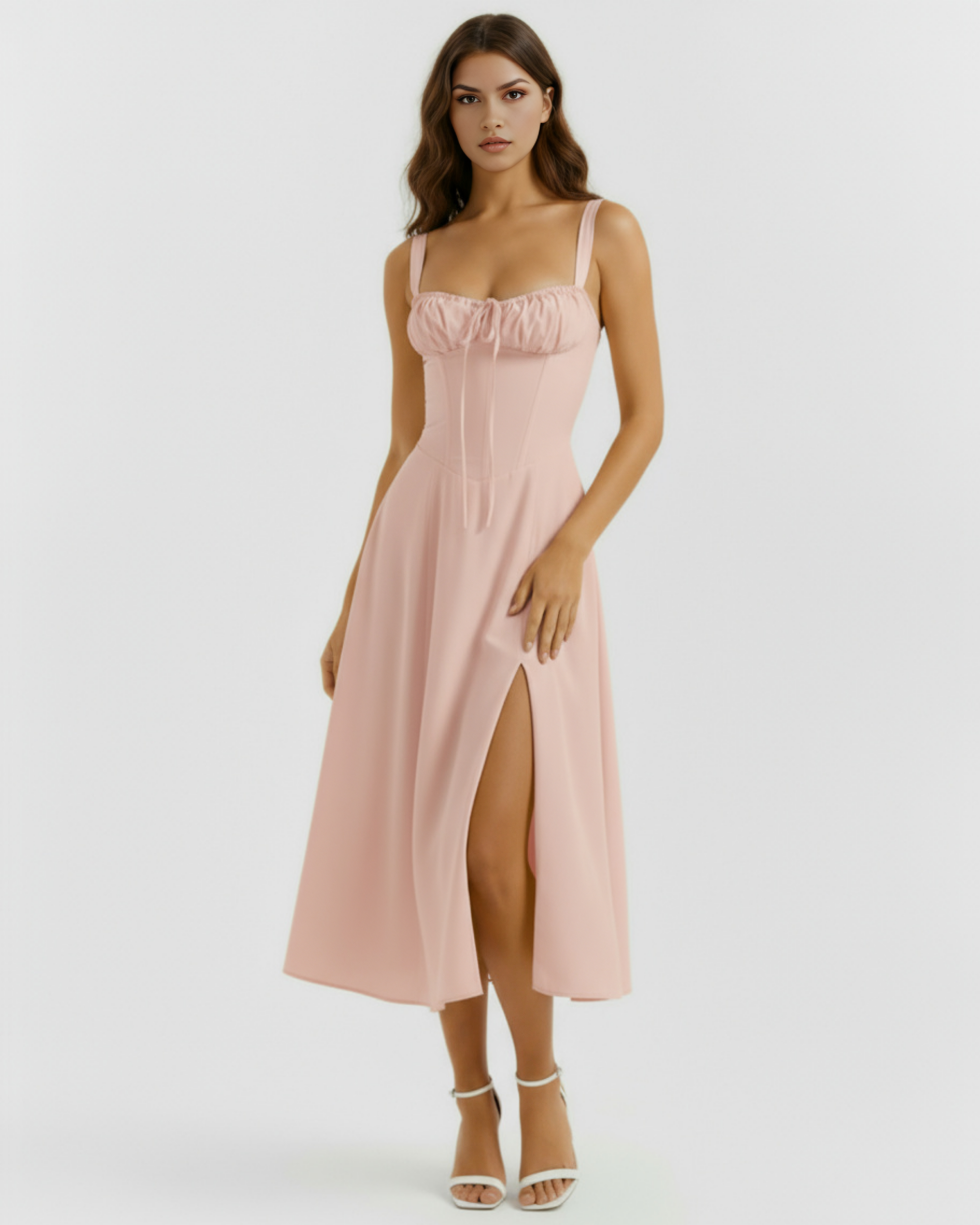 Dress | Rosé Stretch Cotton, Corseted Bodice, Garden Parties & Dates ICYBOO