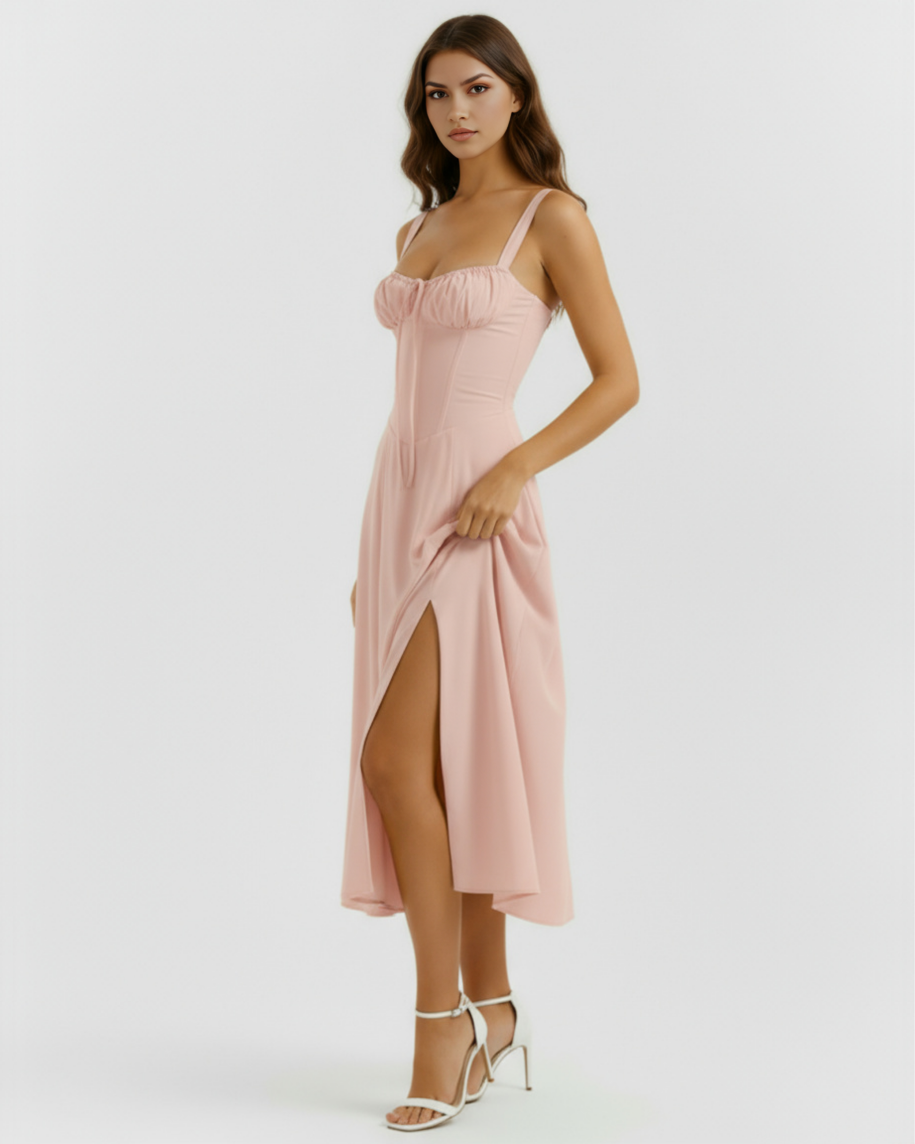 Dress | Rosé Stretch Cotton, Corseted Bodice, Garden Parties & Dates ICYBOO
