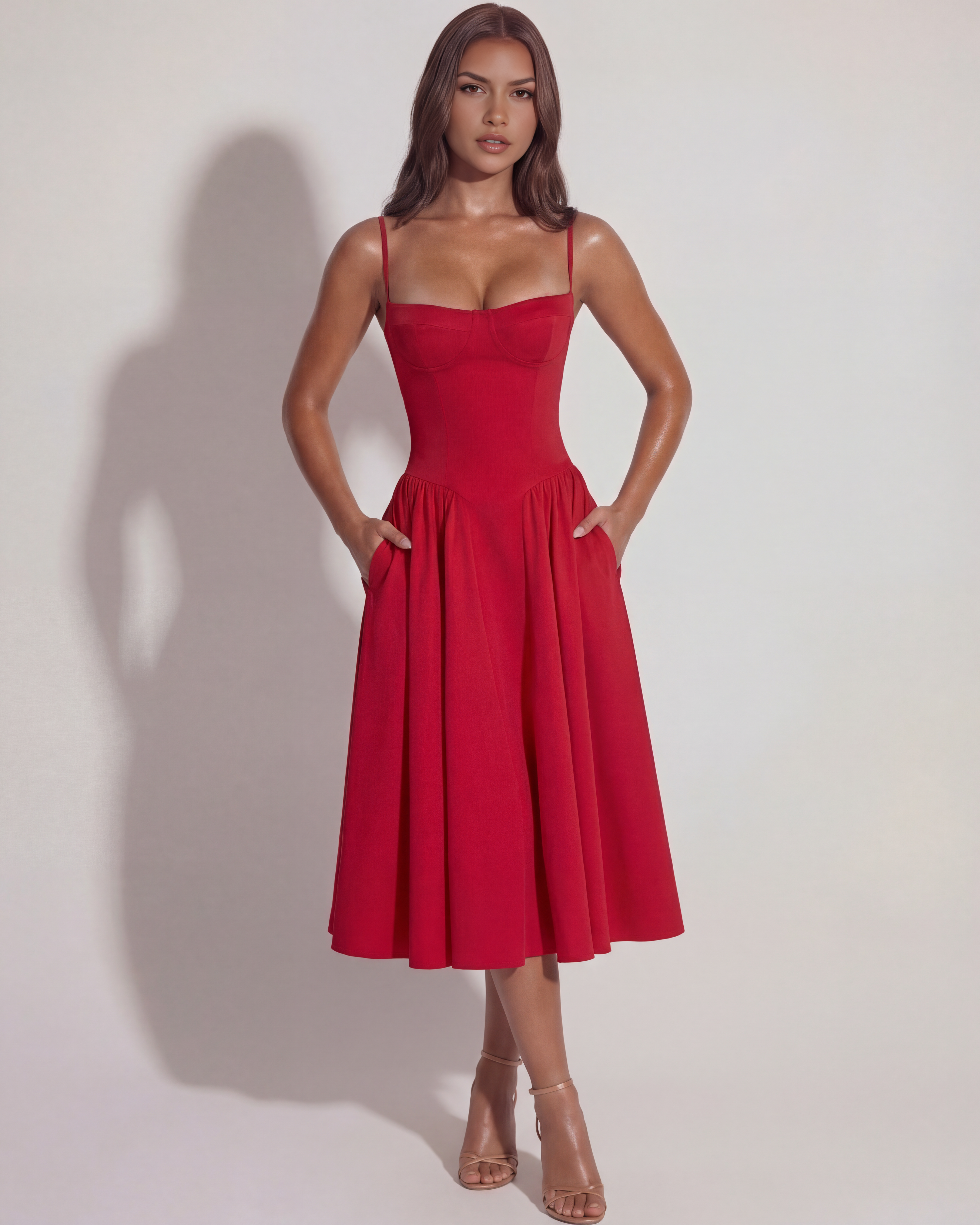 Midi Dress | Sweetheart Neckline, Boned Bodice, Summer Events ICYBOO
