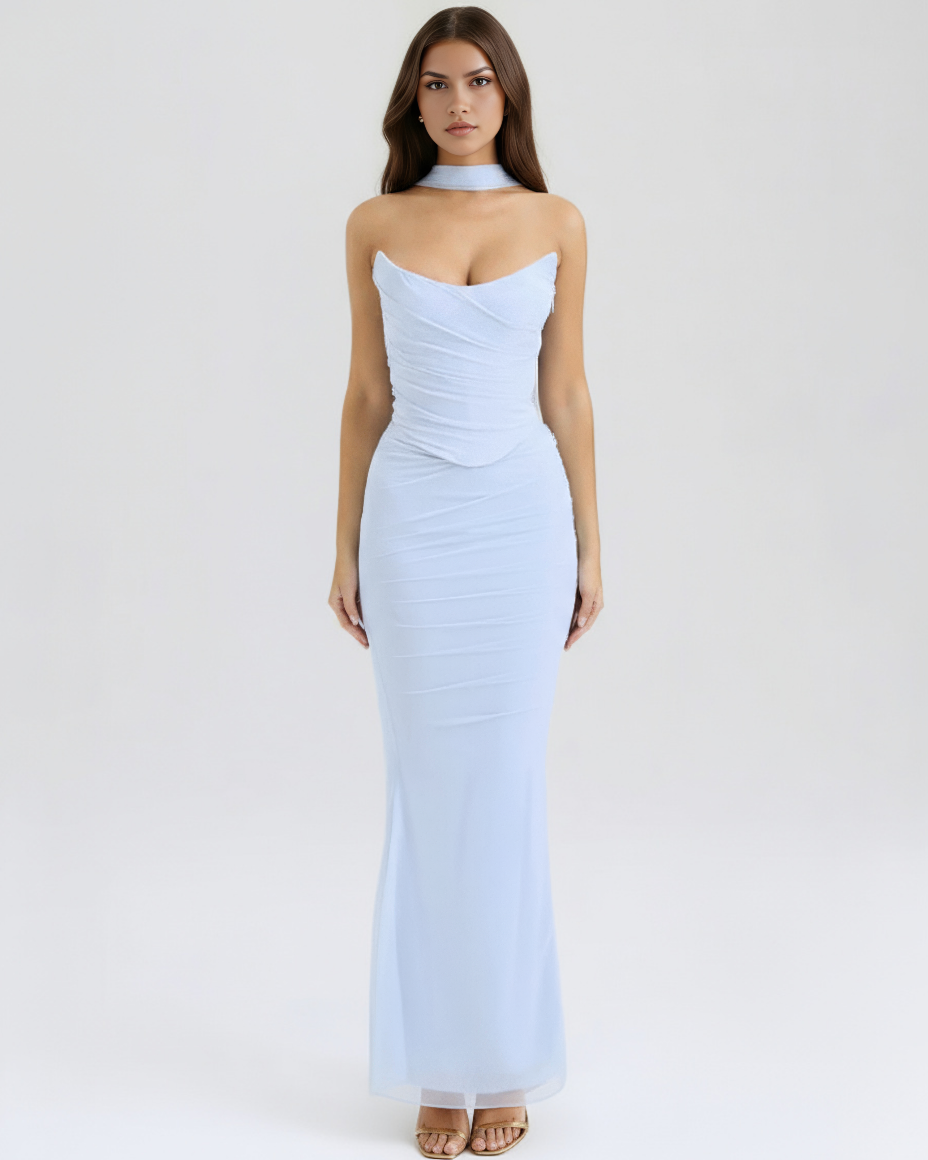 Mesh Maxi Three-Piece Set | Corset, Skirt & Scarf, Romantic Date Nights & Events ICYBOO