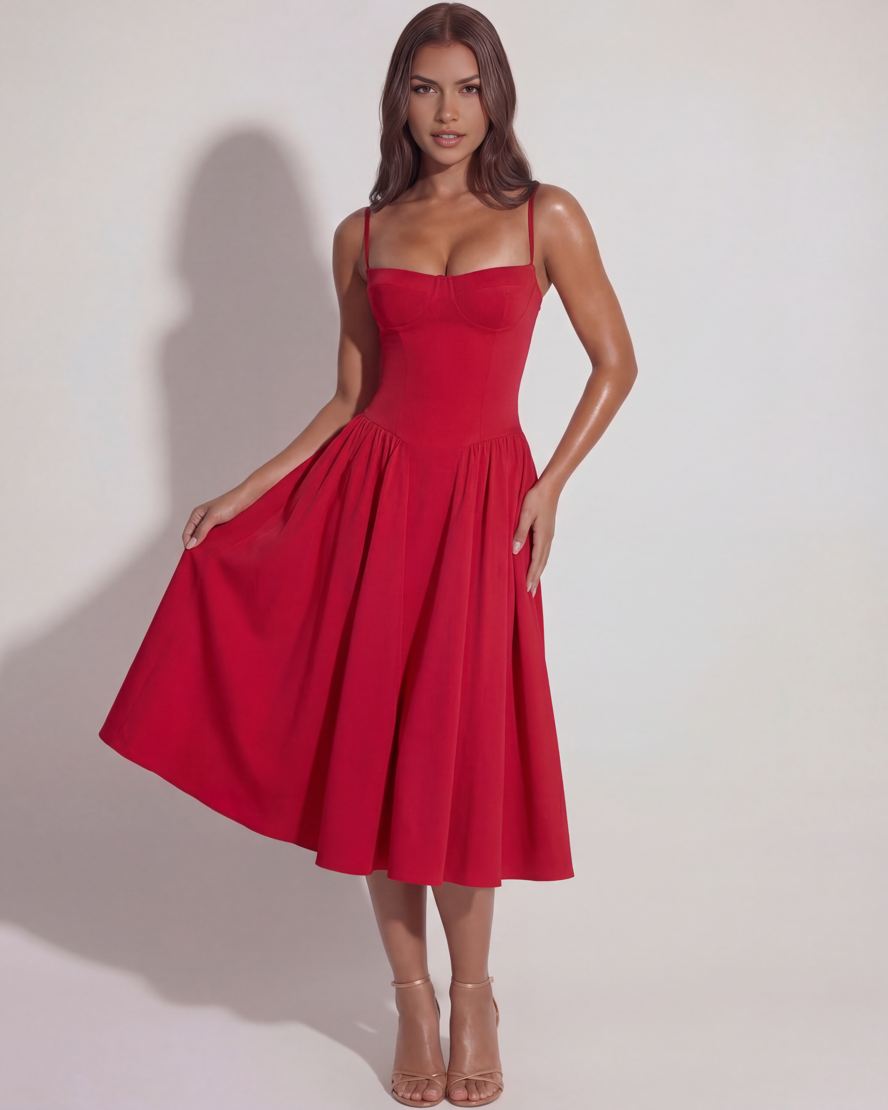 Midi Dress | Sweetheart Neckline, Boned Bodice, Summer Events ICYBOO