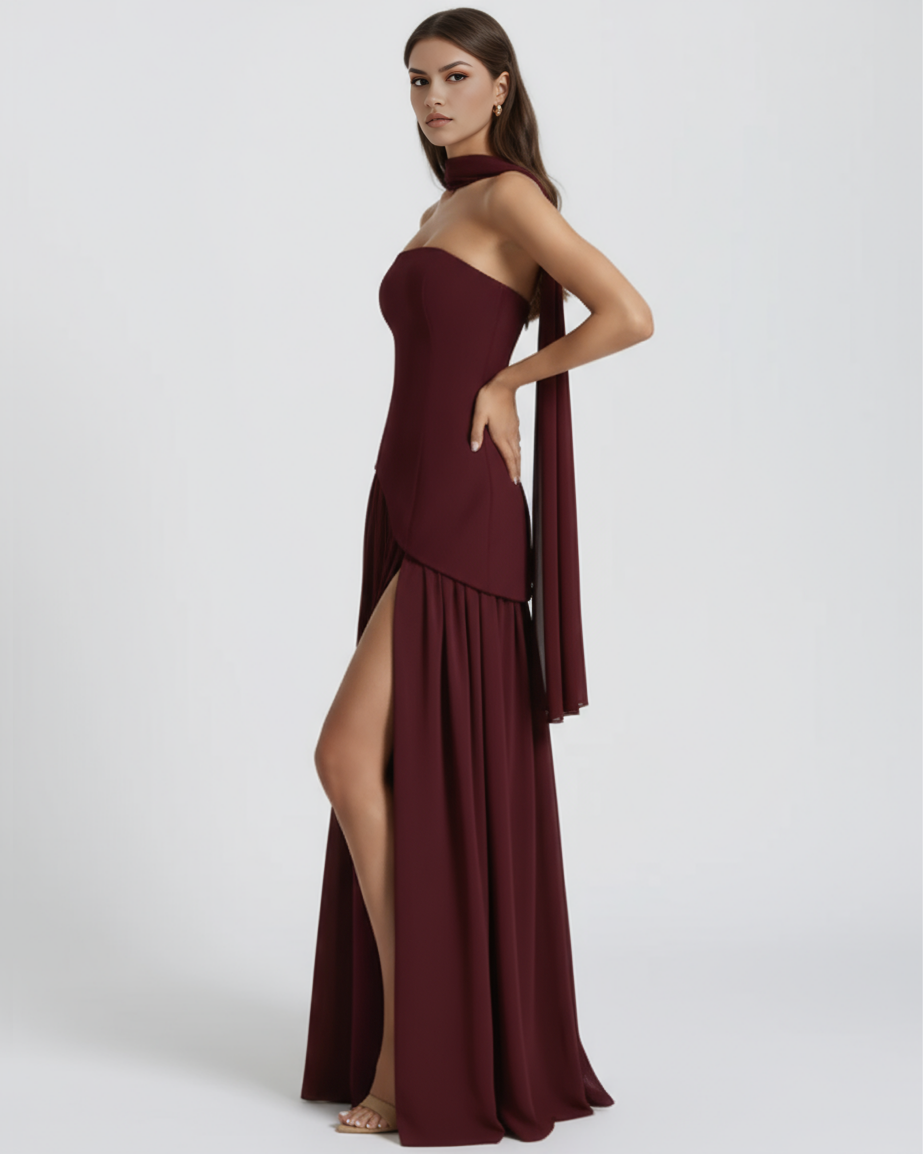 Maxi Dress | Serena Crepe, Lace-Up Back, Formal Events ICYBOO