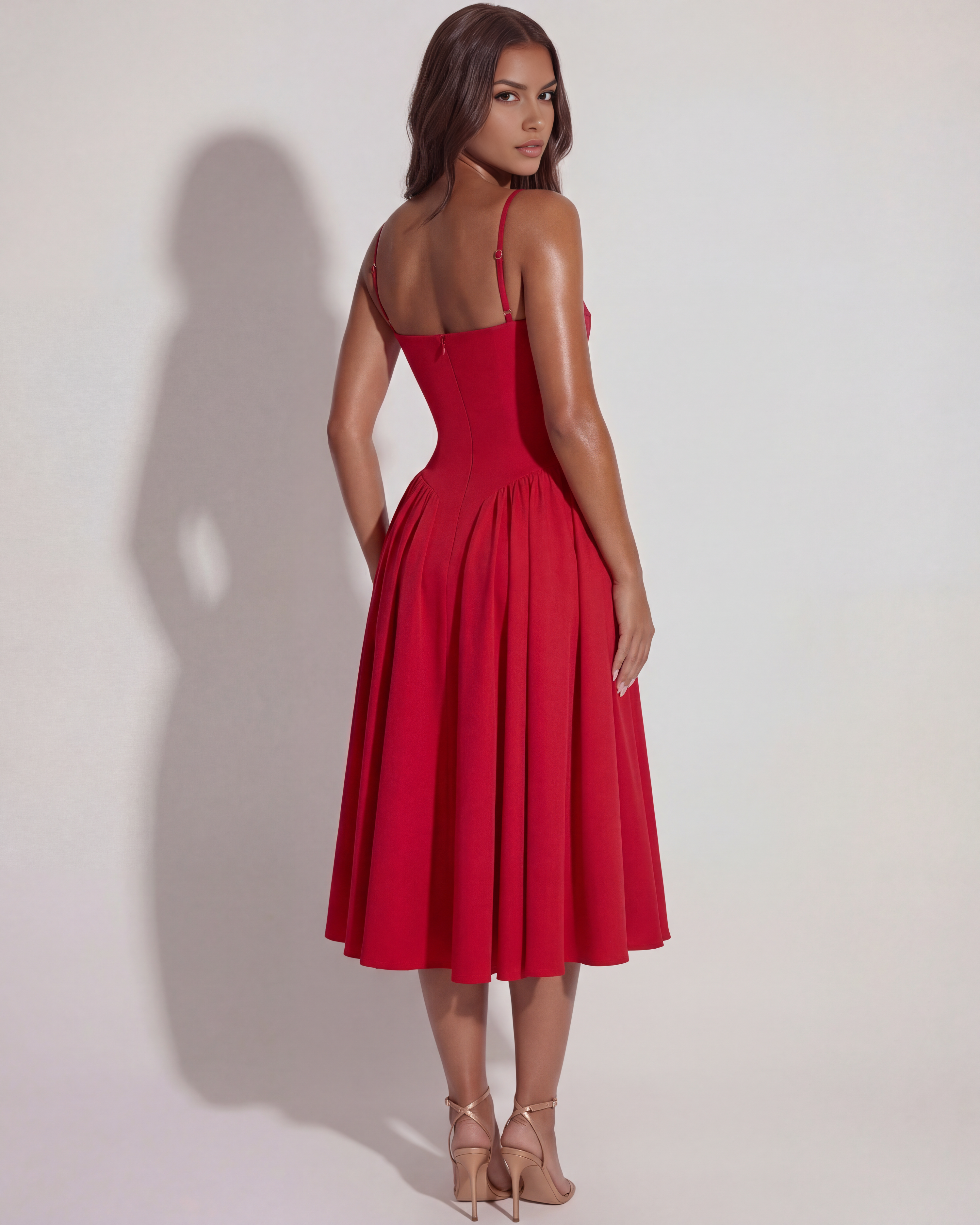 Midi Dress | Sweetheart Neckline, Boned Bodice, Summer Events ICYBOO