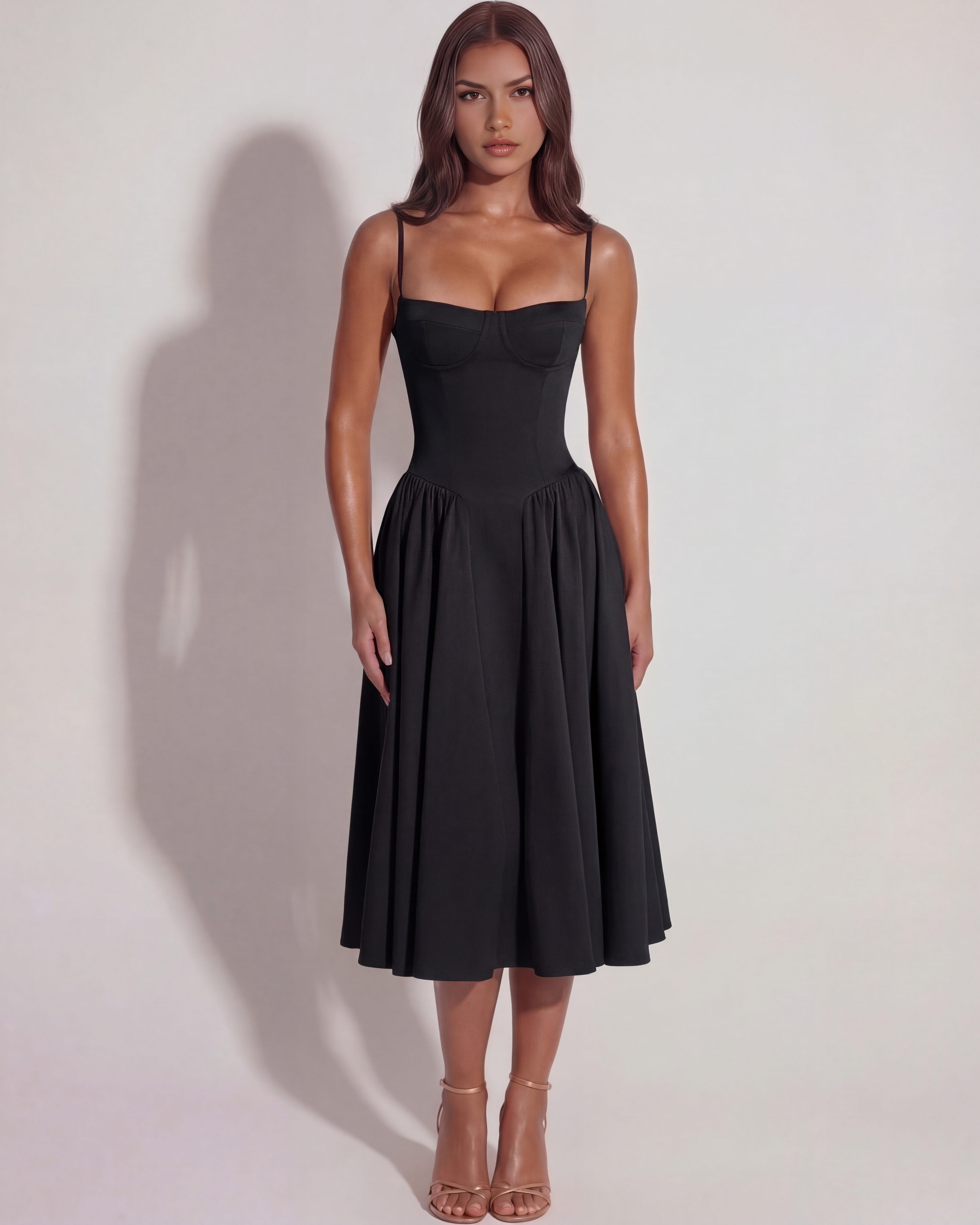 Midi Dress | Sweetheart Neckline, Boned Bodice, Summer Events ICYBOO