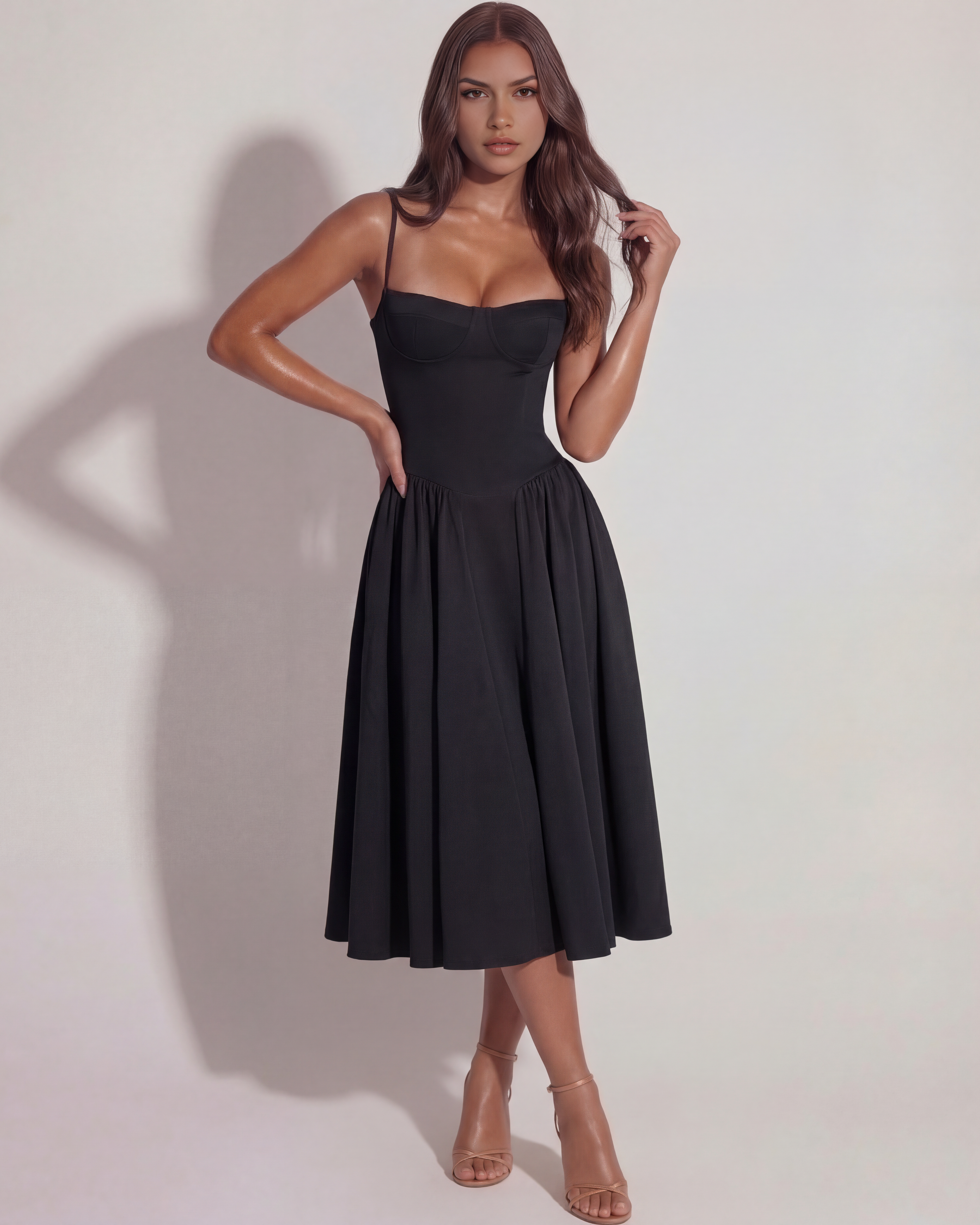 Midi Dress | Sweetheart Neckline, Boned Bodice, Summer Events ICYBOO