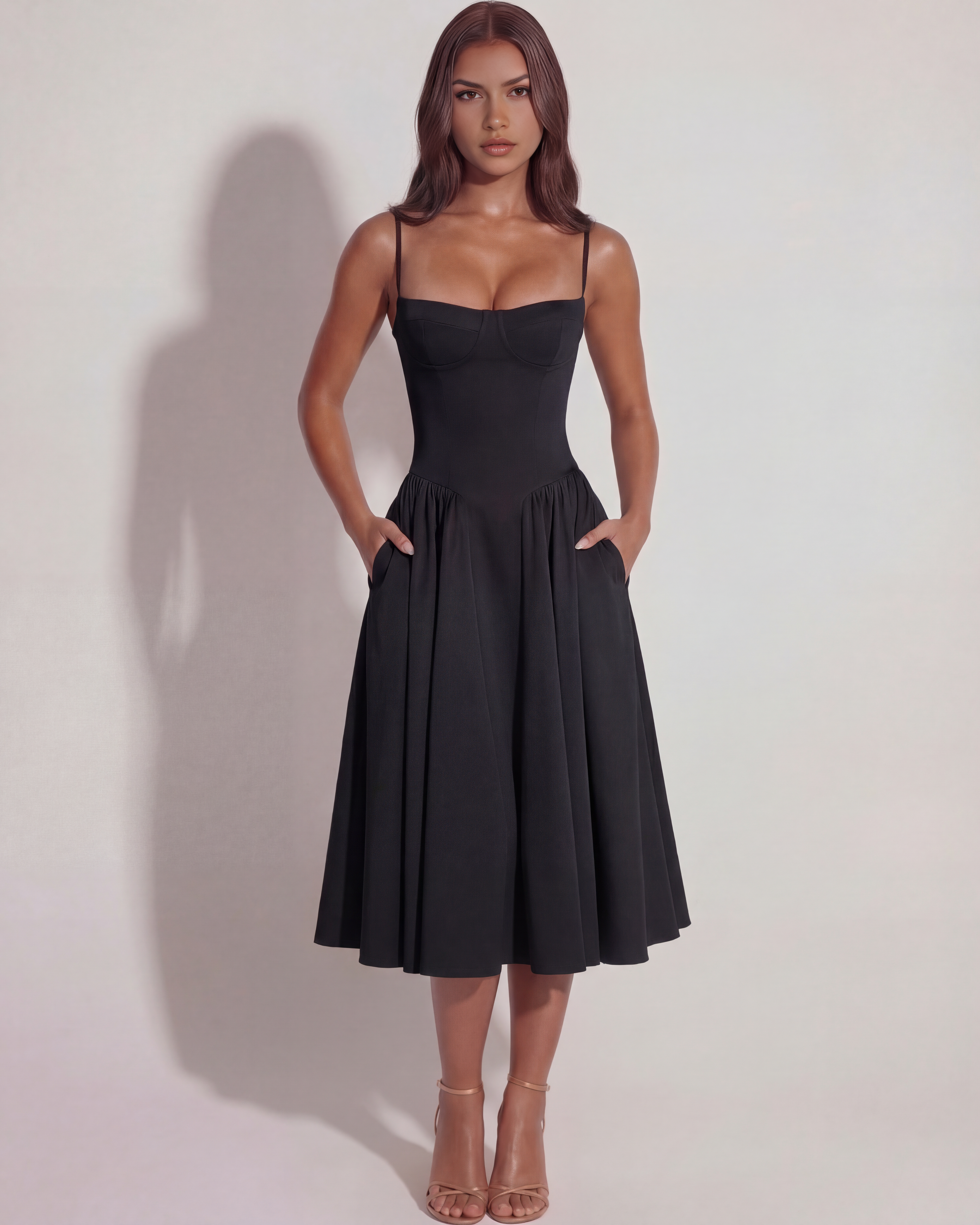 Midi Dress | Sweetheart Neckline, Boned Bodice, Summer Events ICYBOO