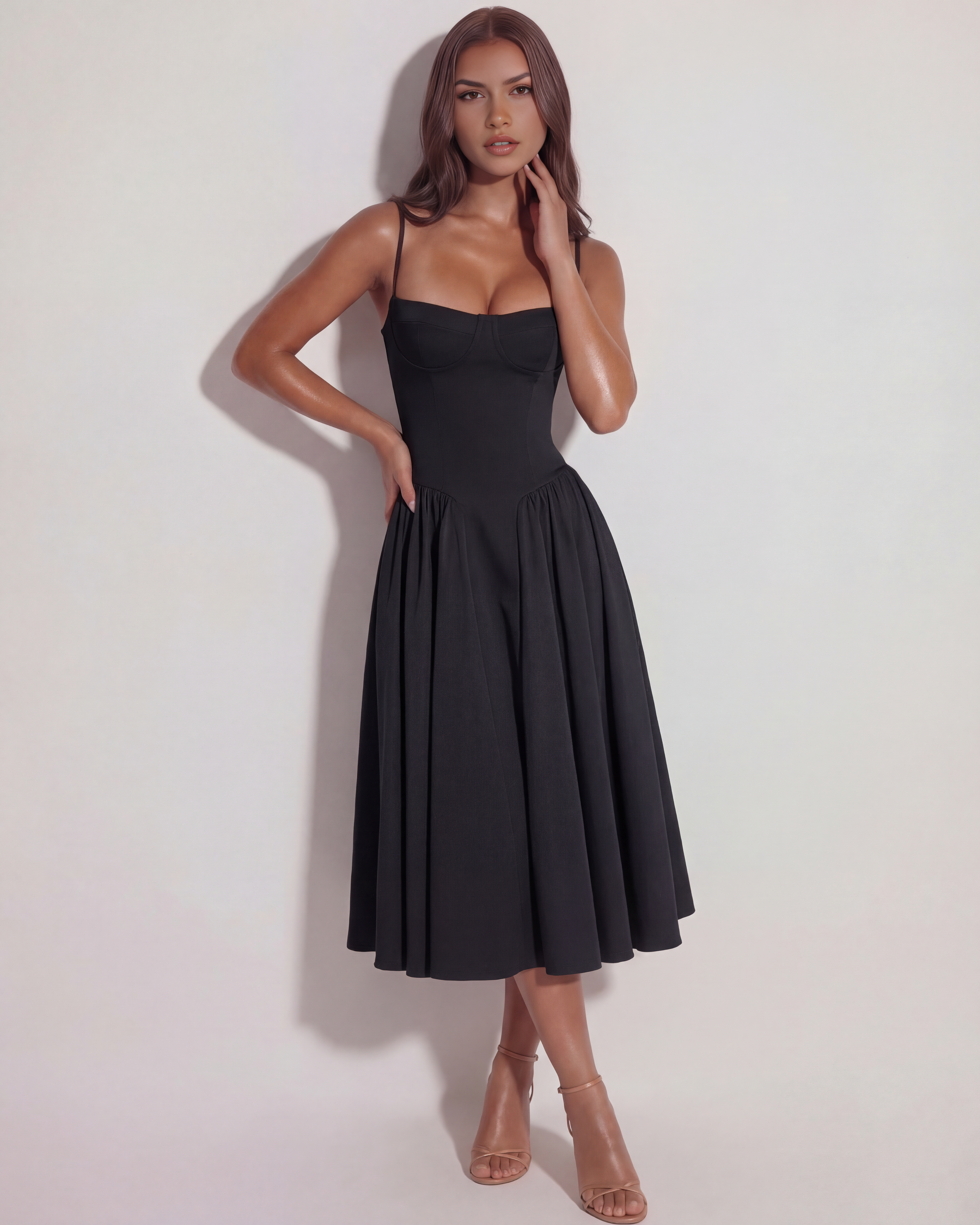 Midi Dress | Sweetheart Neckline, Boned Bodice, Summer Events ICYBOO