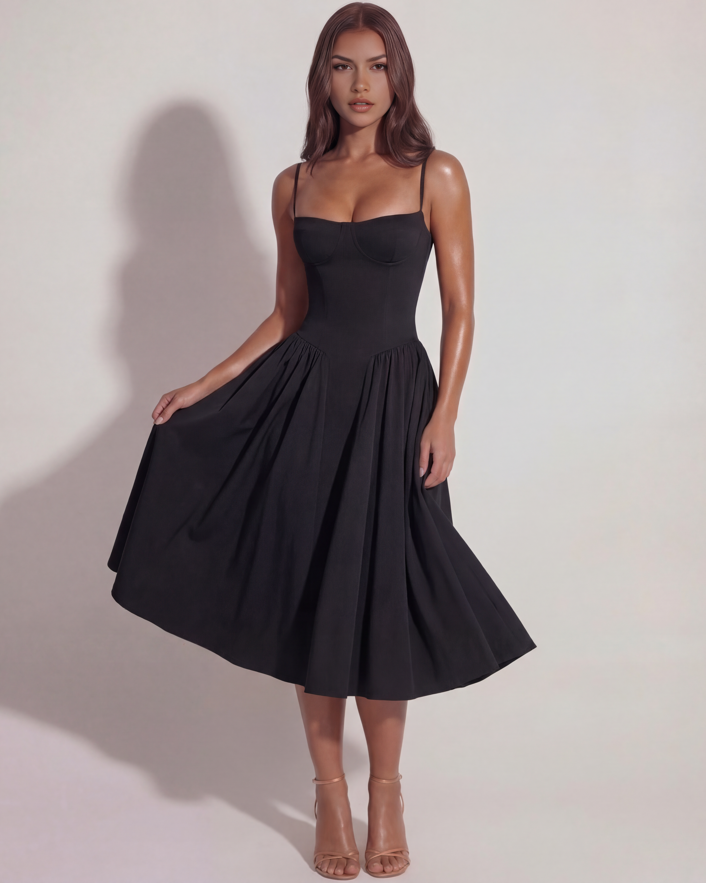 Midi Dress | Sweetheart Neckline, Boned Bodice, Summer Events ICYBOO