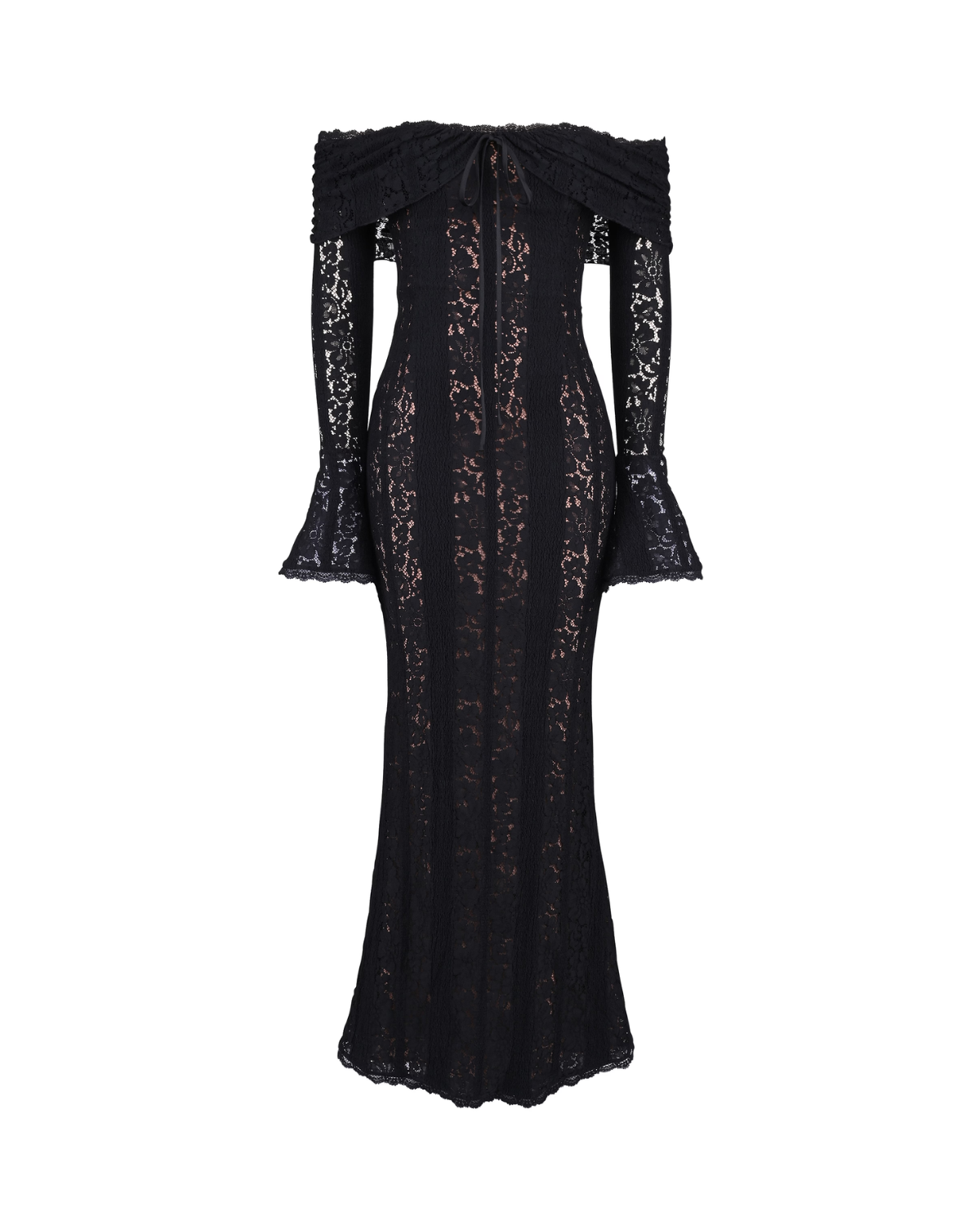 Maxi Dress | Black Lace, Off-Shoulder, Evening Wear ICYBOO
