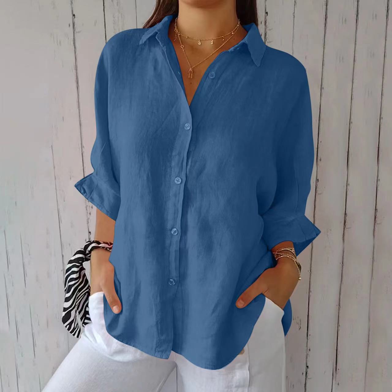 Pleated Elegant Midi Casual Shirt Dress - ICYBOO