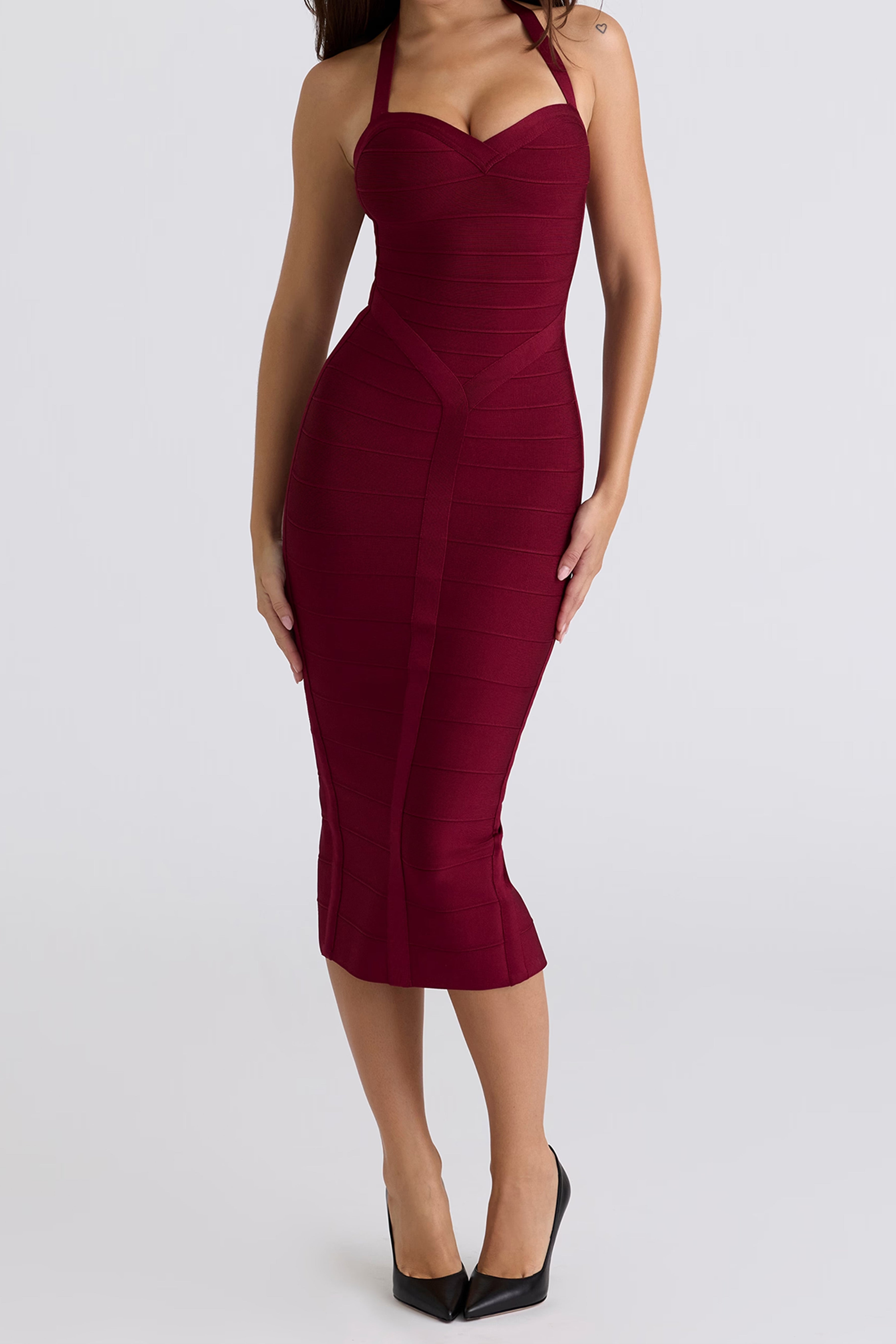 Halter Neck Bandage Midi Dress ICYBOO