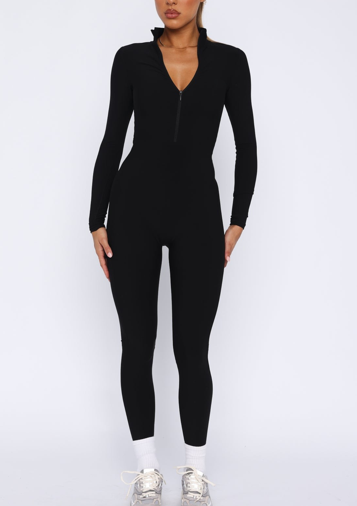 Elsie Long Sleeve Jumpsuit in Black ICYBOO