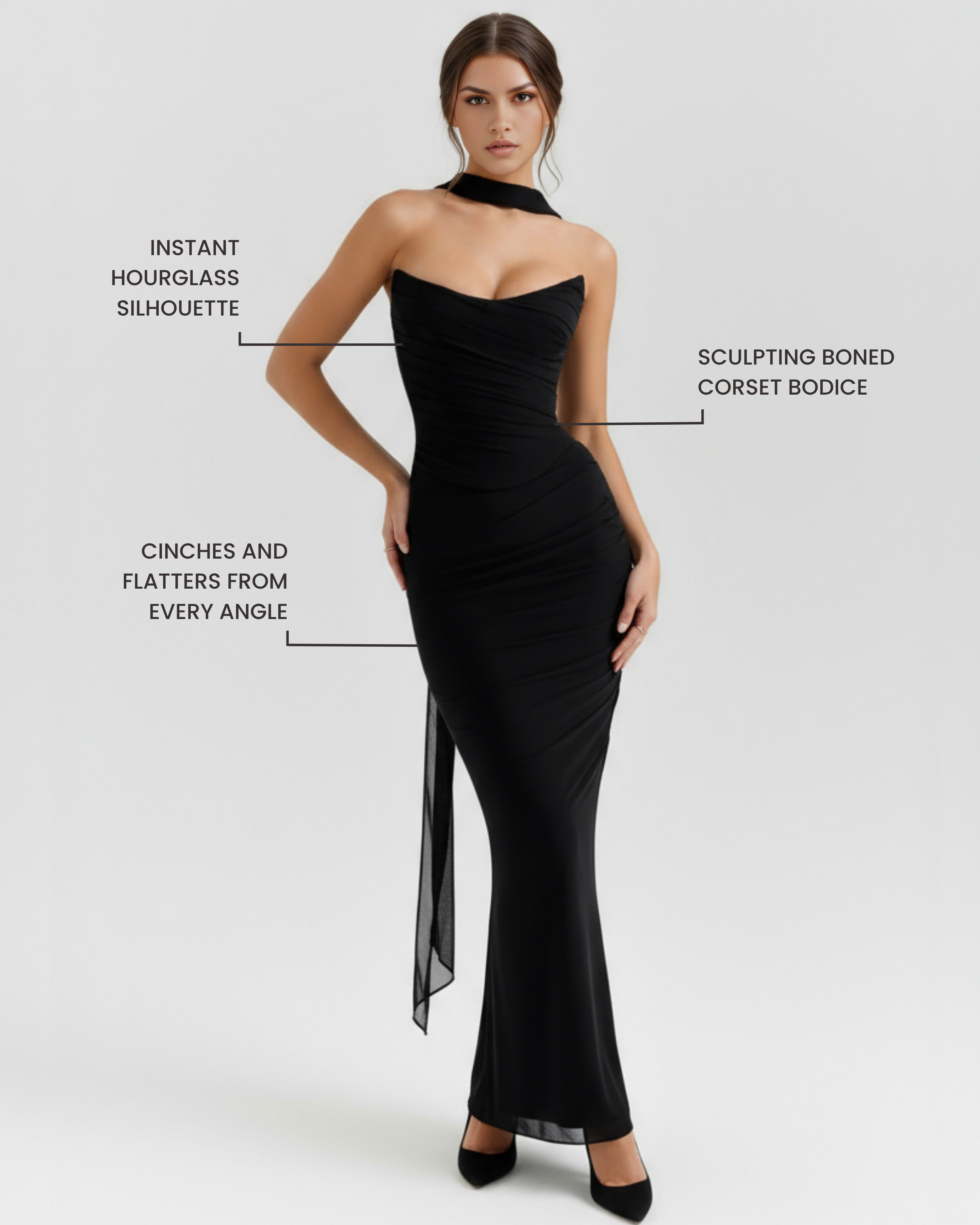 Mesh Maxi Dress Set | Corset & Skirt with Scarf, Romantic Events & Occasions ICYBOO