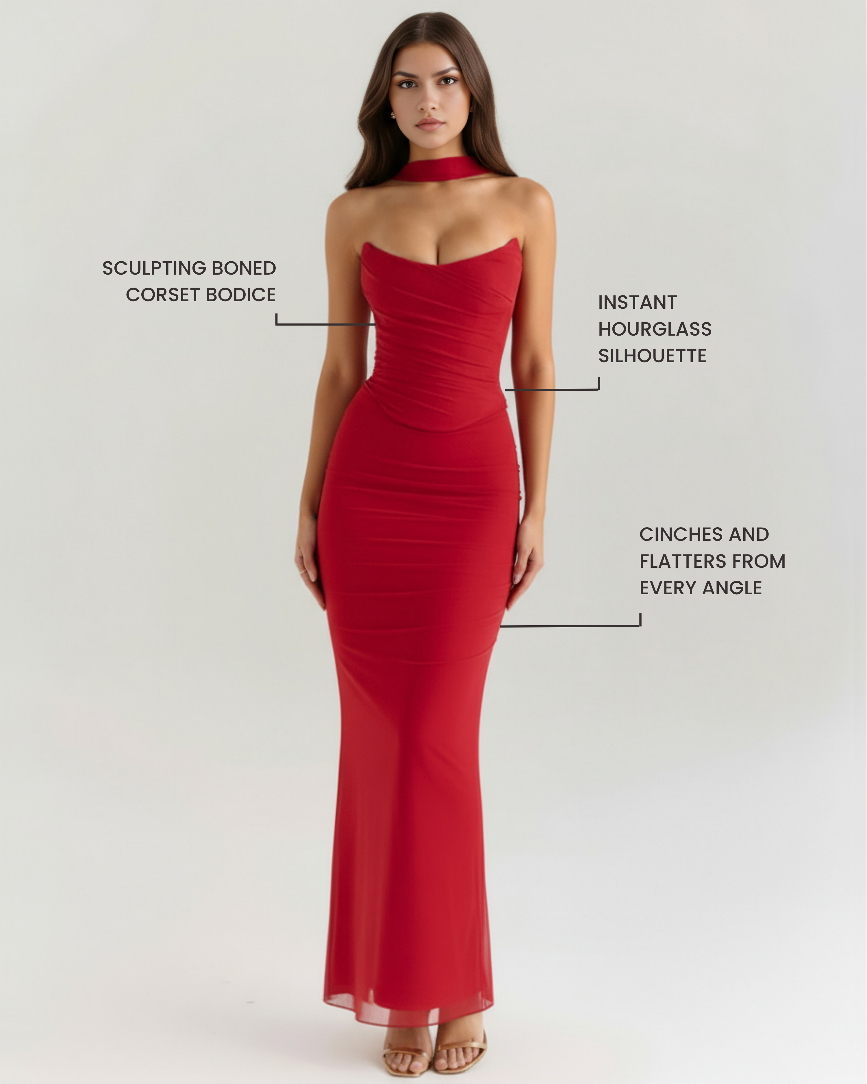 Mesh Maxi Dress Set | Corset, Skirt & Scarf, Perfect for Special Occasions ICYBOO