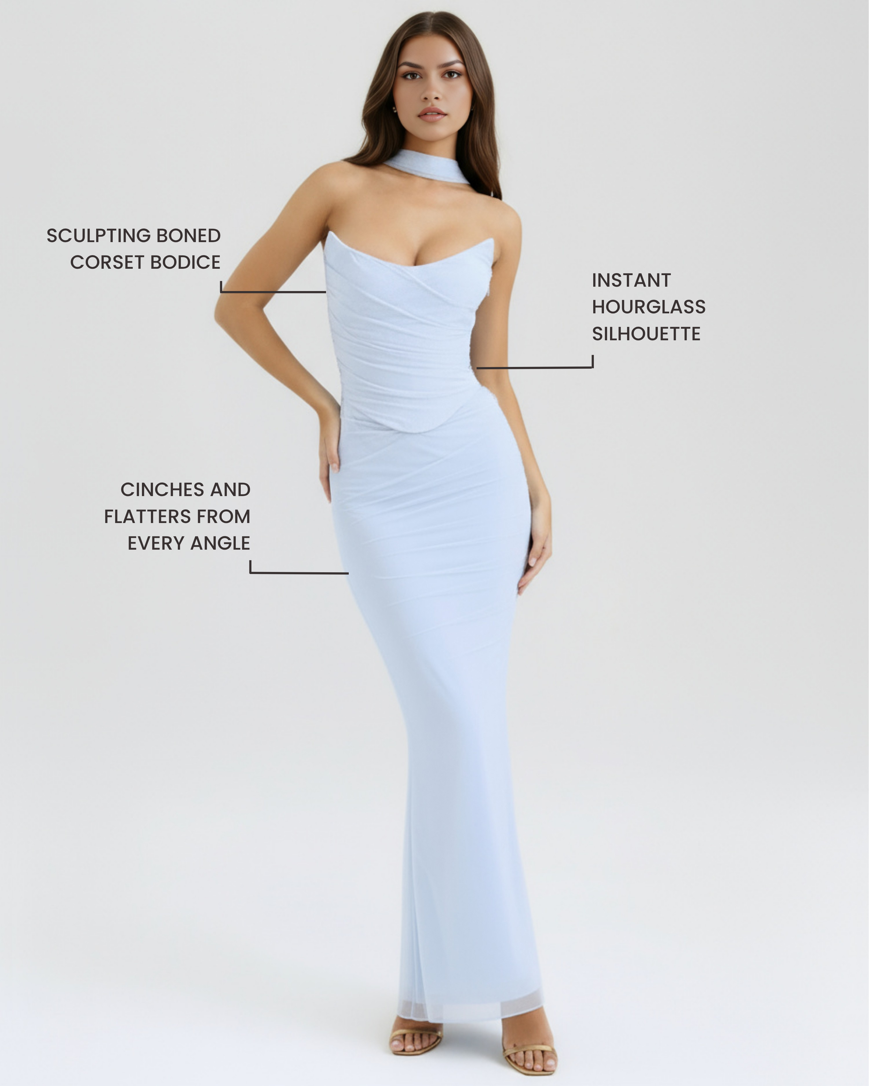 Mesh Maxi Three-Piece Set | Corset, Skirt & Scarf, Romantic Date Nights & Events ICYBOO