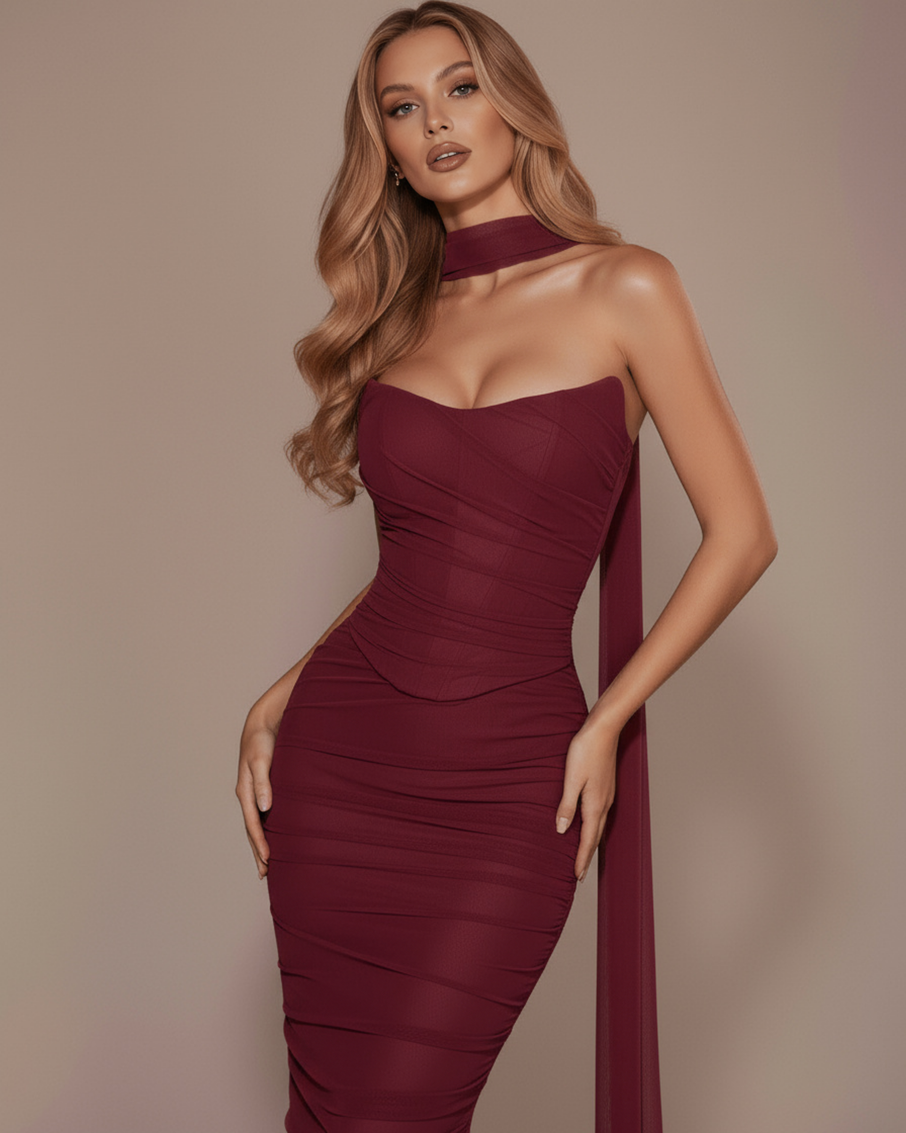 Mesh Maxi Dress Set | Corset, Skirt & Scarf, Romantic Date Nights & Events ICYBOO